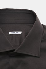 Close-up front view of the Fray Jersey shirt kent collar 'Gabriel' dark gray, pure cotton, soft touch, slim fit, kent collar, classic sport cuff, back waist darts, extended back.