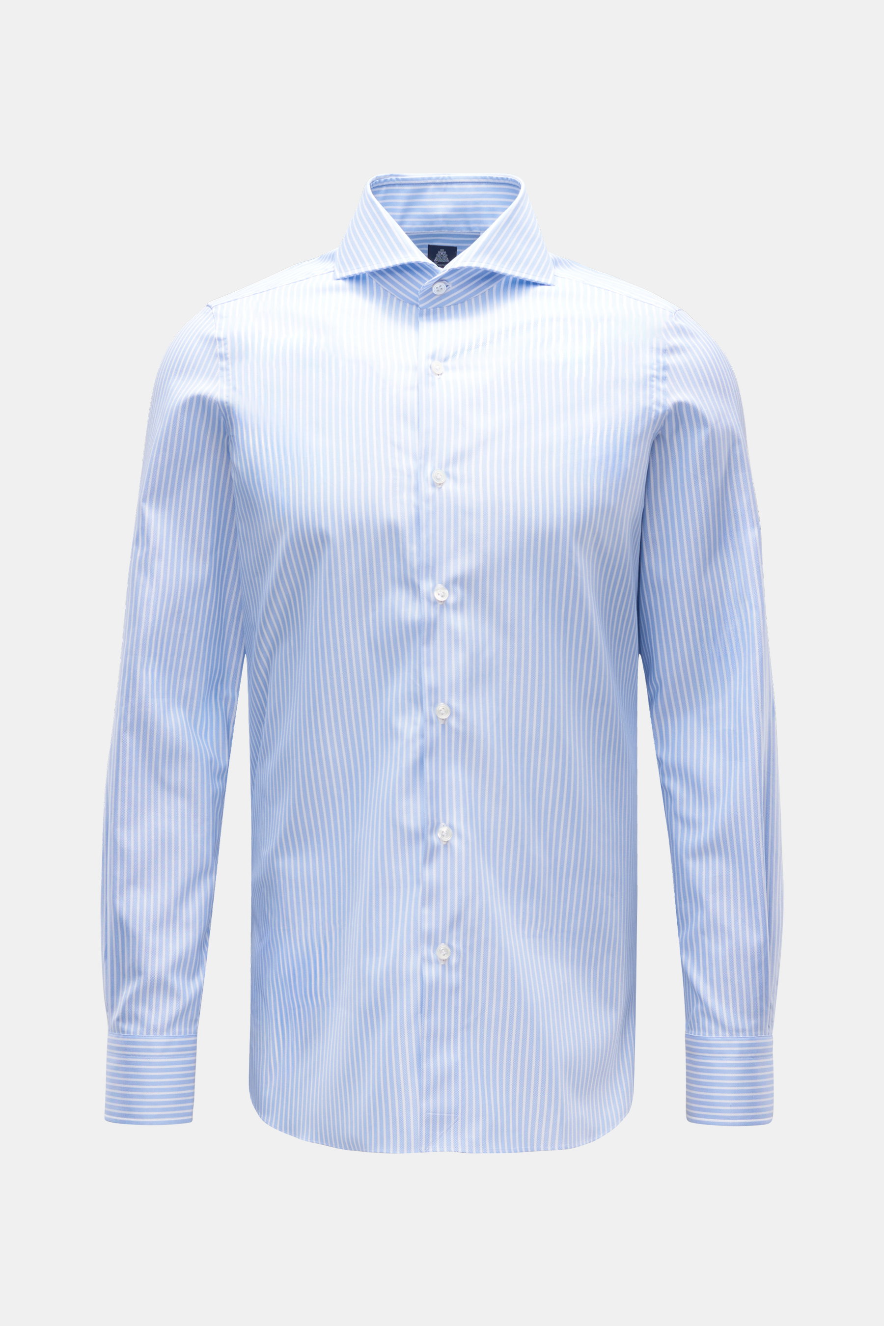 Finamore Business Oxford shirt 'Sergio Napoli' with a shark collar in light blue/white striped