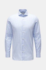Giampaolo Business shirt shark collar light blue/white checked