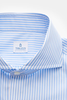 Truzzi Business shirt shark collar 'Napoli Busto' light blue/white striped