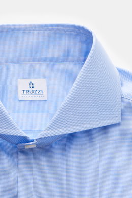 Truzzi Business shirt shark collar 'Napoli Busto' light blue/white checked