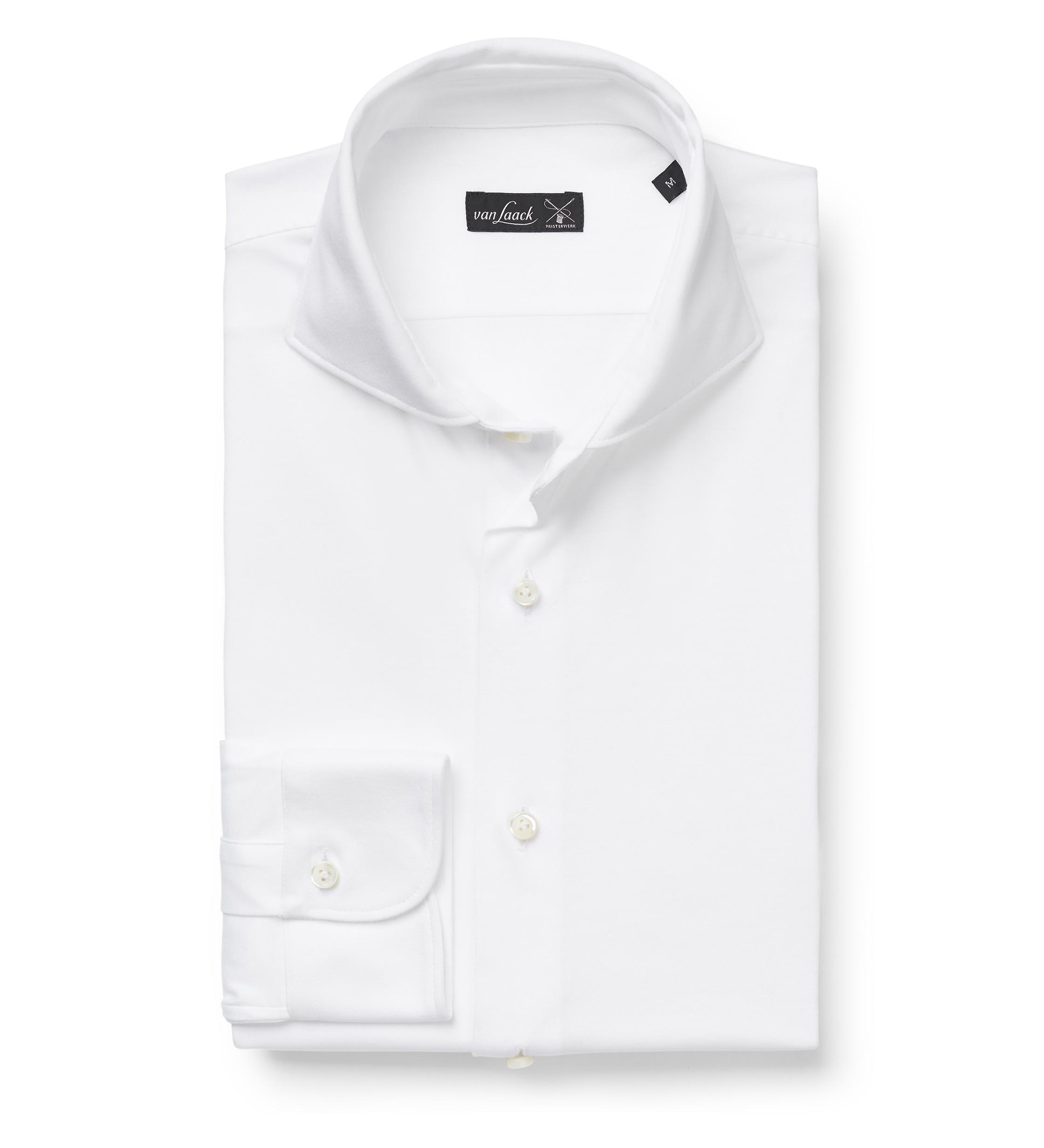 van Laack Jersey-Hemd 'M-PER-L' Haifisch-Kragen weiß