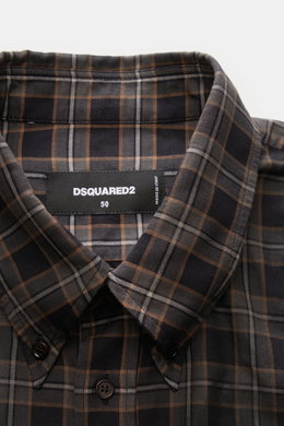 Dsquared2 Casual shirt 'Check Drop Shirt' button-down collar dark grey/light brown checked
