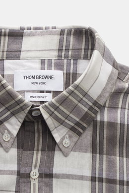 Thom Browne Casual Hemd Button-Down-Kragen grau/weiß kariert