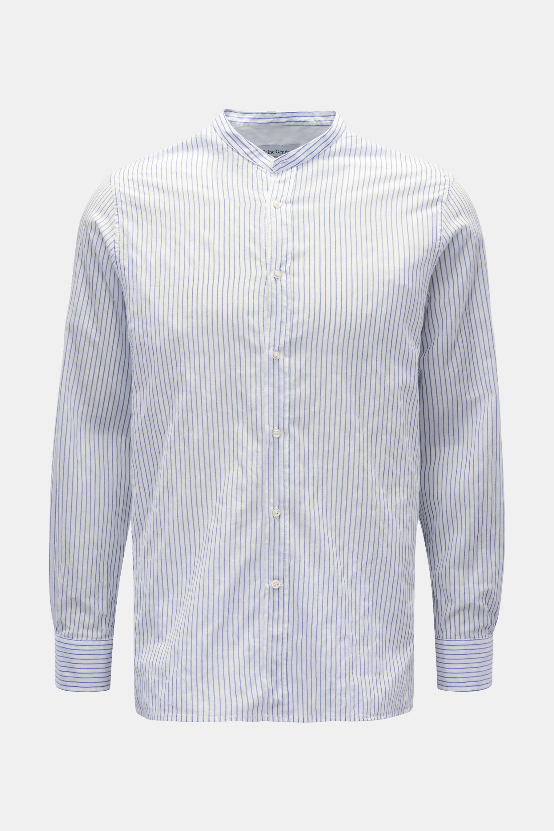 Officine Générale Casual shirt 'Gaston' grandad collar white/navy striped