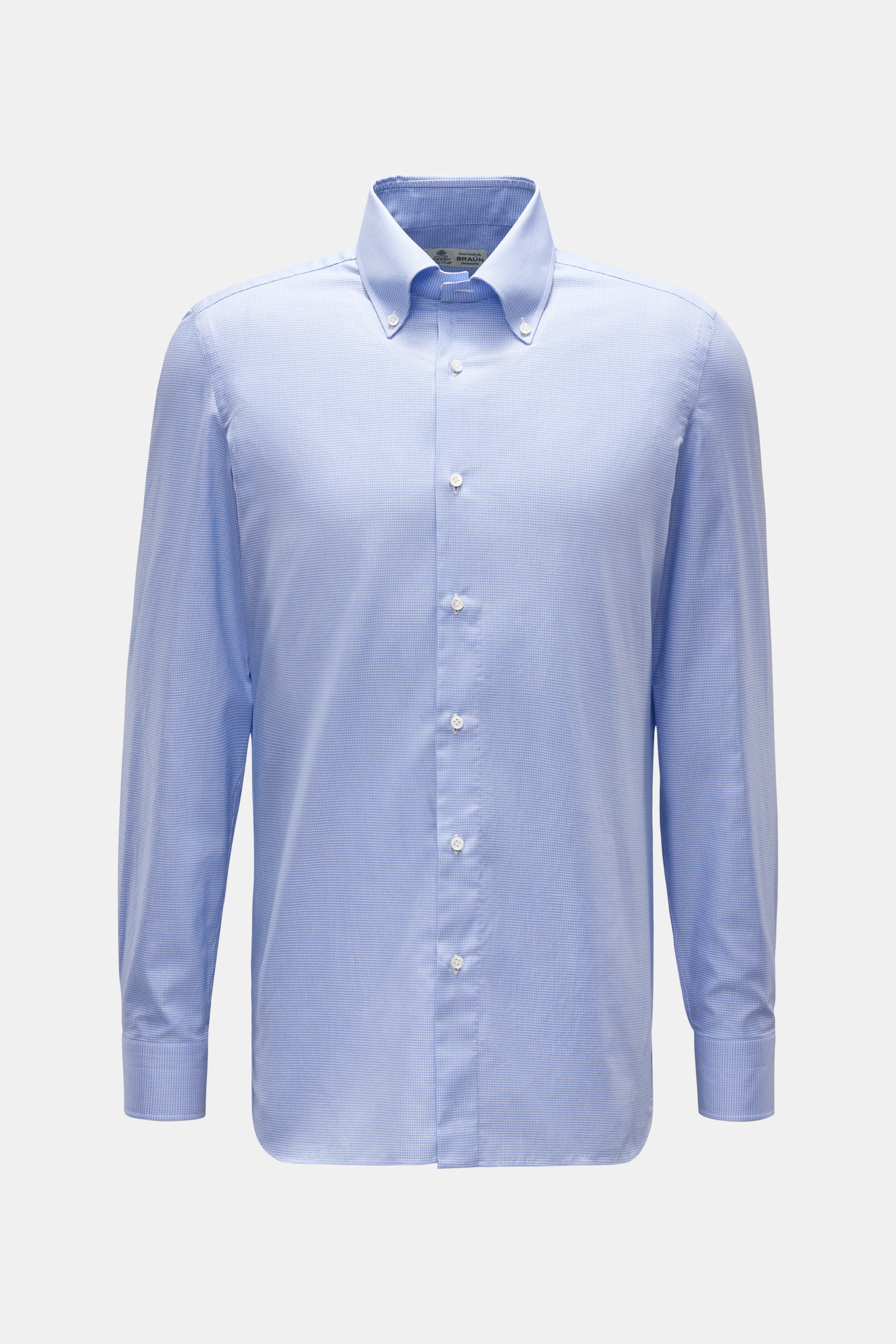 Borrelli Casual Hemd 'Gable' Button-Down-Kragen blau/weiß kariert