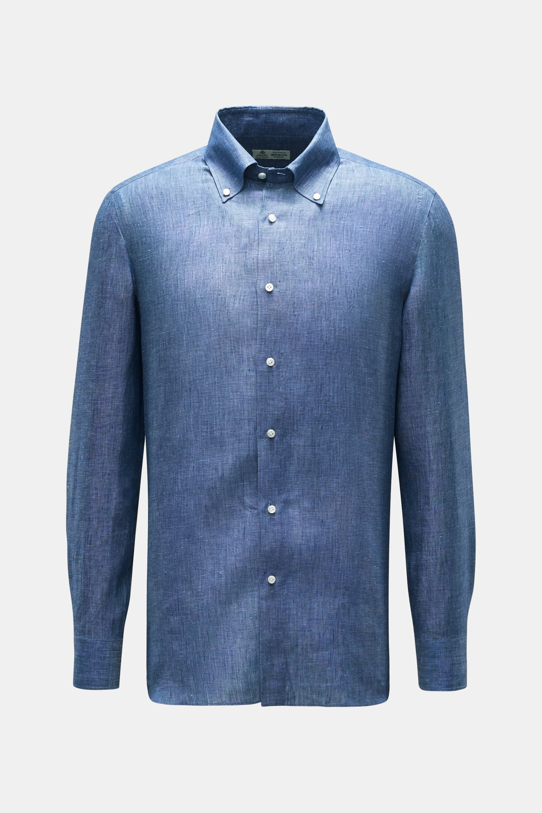 Borrelli Leinenhemd 'Gable' Button-Down-Kragen graublau