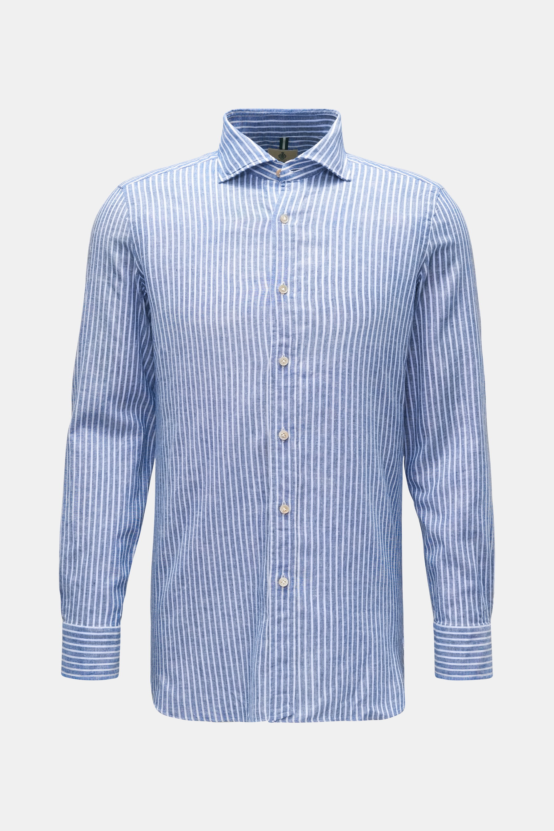 Borrelli Casual Hemd Haifisch-Kragen navy/weiß gestreift