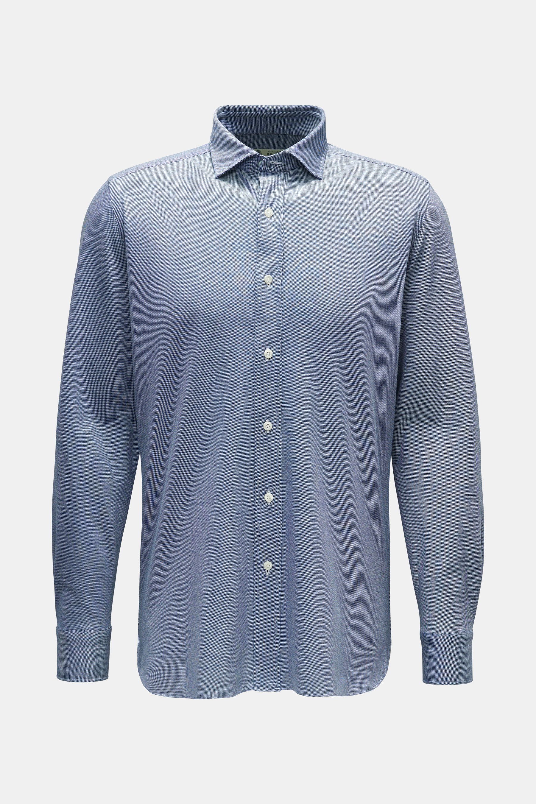 Borrelli Jersey-Hemd 'Capri' Haifisch-Kragen graublau