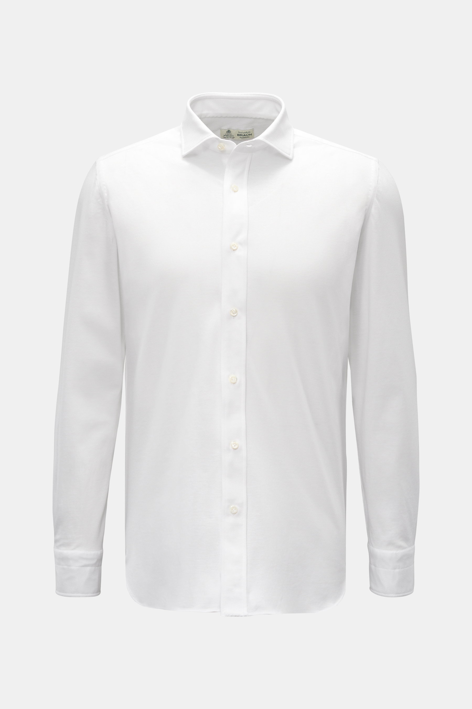 Borrelli Jersey-Hemd 'Capri' Haifisch-Kragen weiß