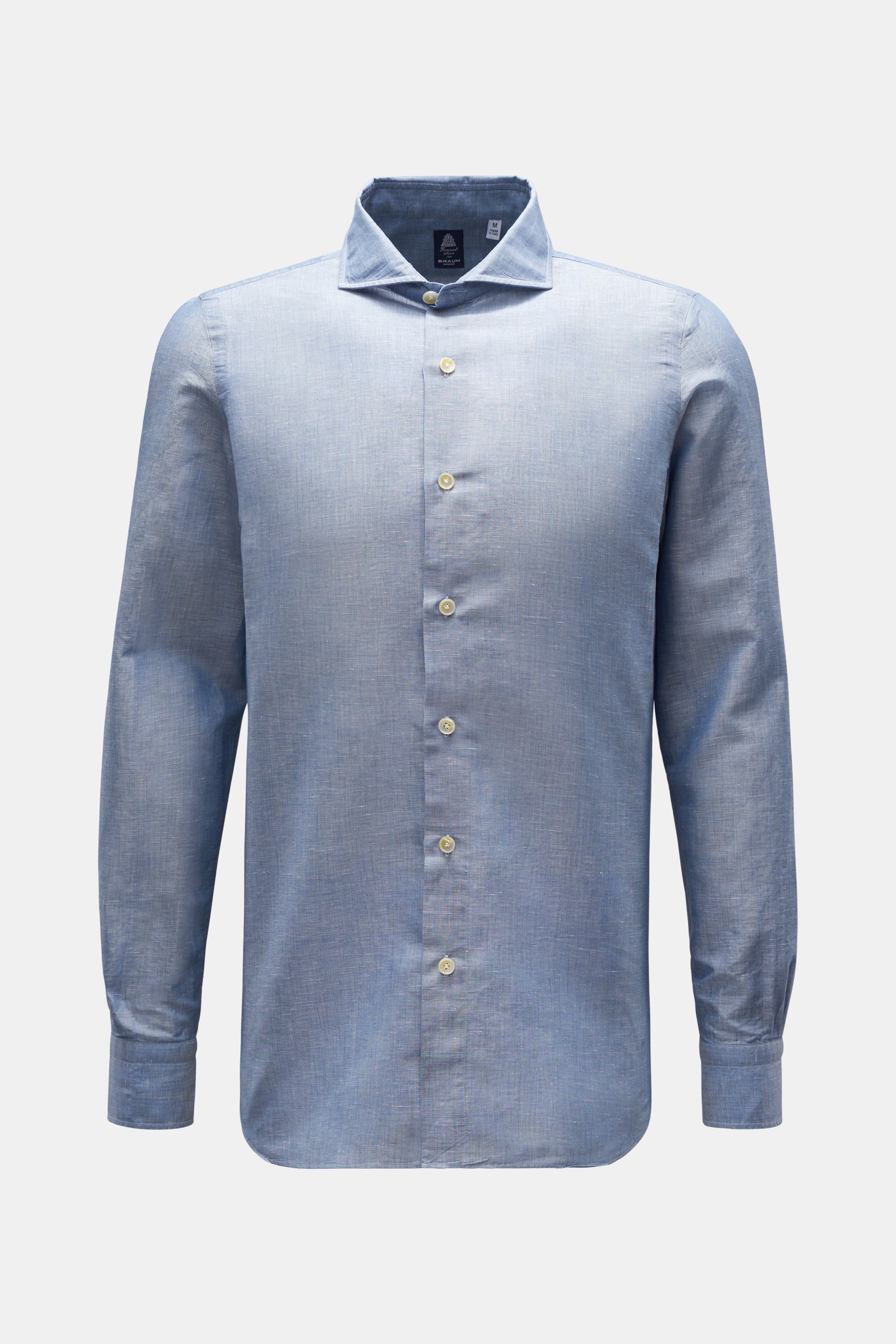 Finamore Casual Hemd 'Napoli Achille' Haifisch-Kragen rauchblau