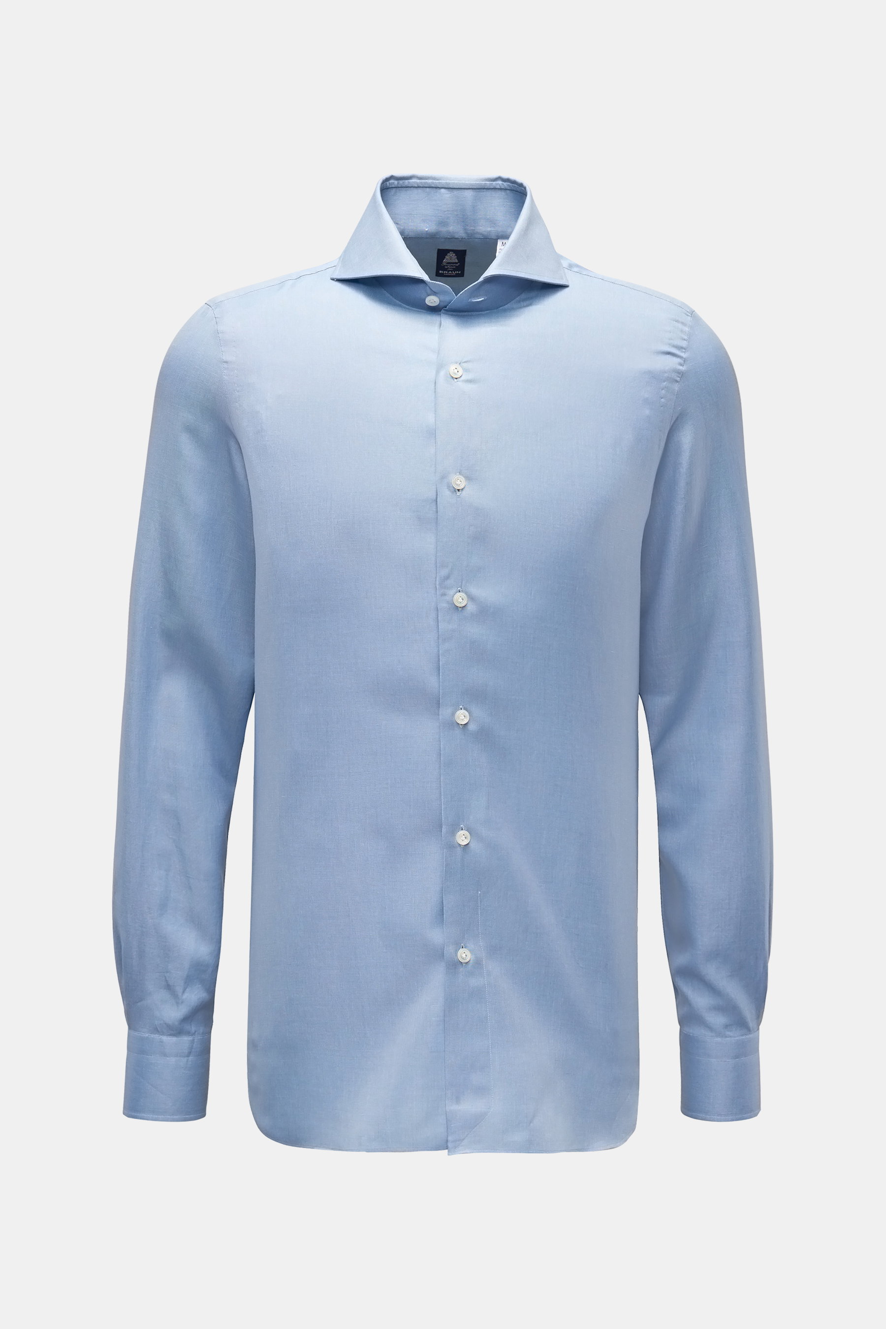 Finamore Casual Hemd 'Sergio Napoli' Haifisch-Kragen rauchblau