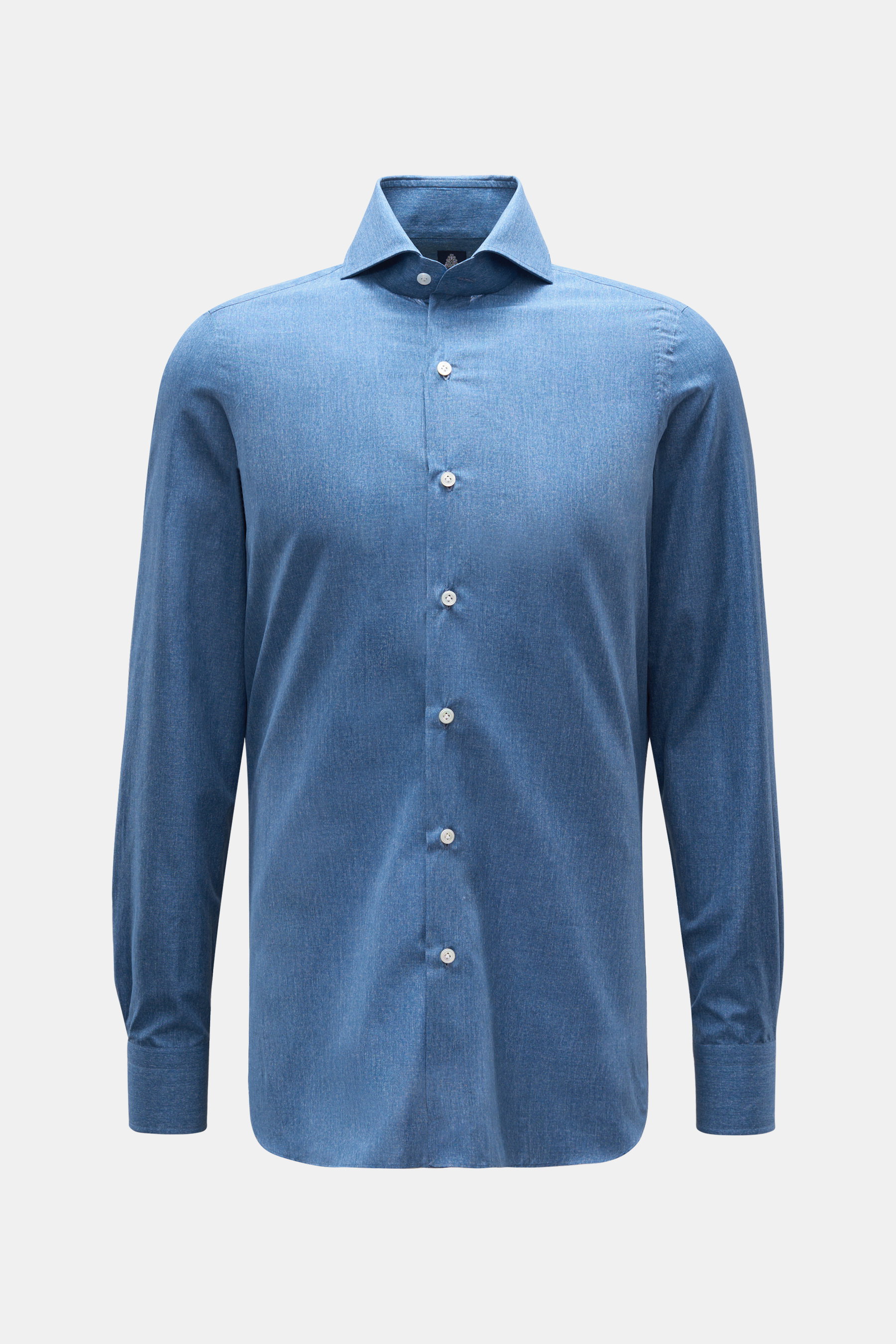 Finamore Casual Hemd 'Sergio Napoli' Haifisch-Kragen graublau