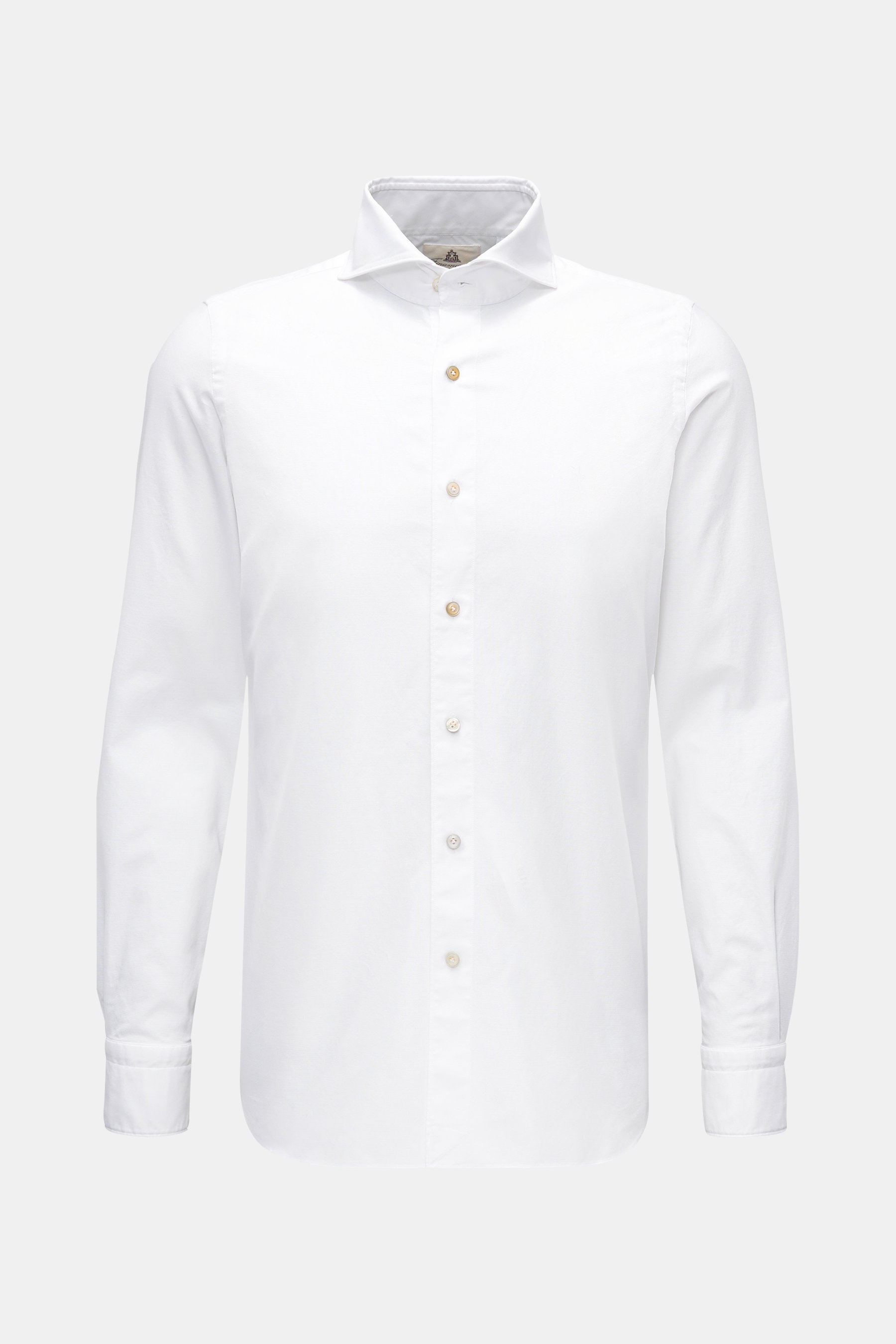Finamore Chambray-Hemd 'Sergio Gaeta' Haifisch-Kragen weiß