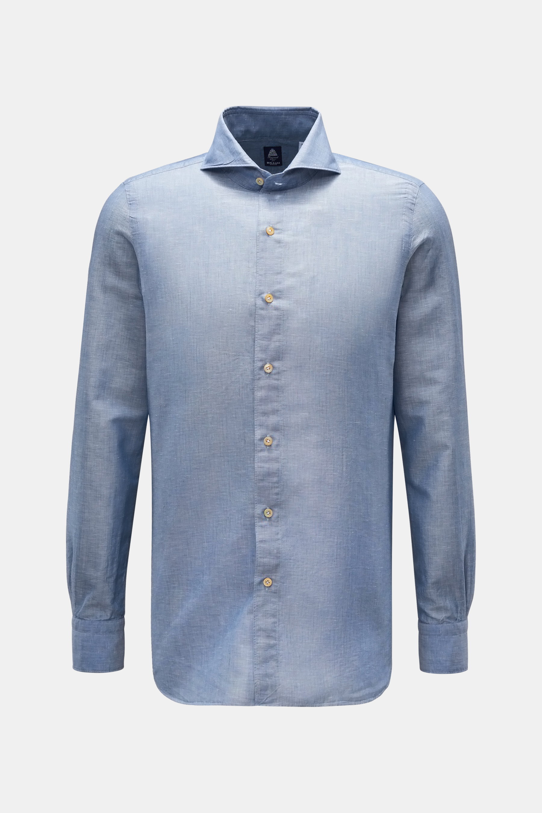 Finamore Casual Hemd 'Sergio Gaeta' Haifisch-Kragen graublau
