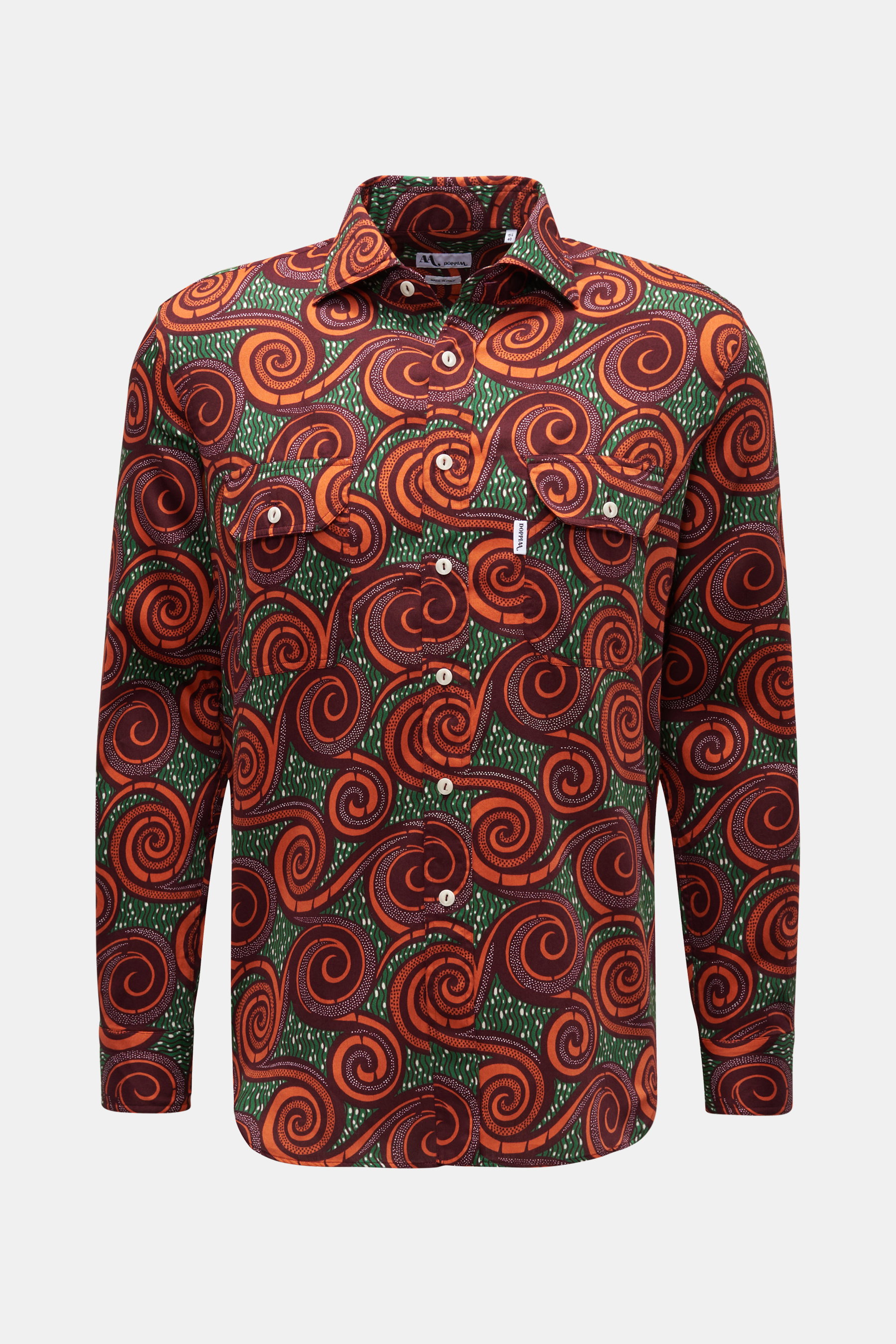 Doppiaa Casual Hemd 'Aantero' Kent-Kragen bordeaux/orange/grün gemustert