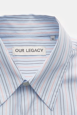 Our Legacy Popover shirt Kent collar pastel blue/red striped