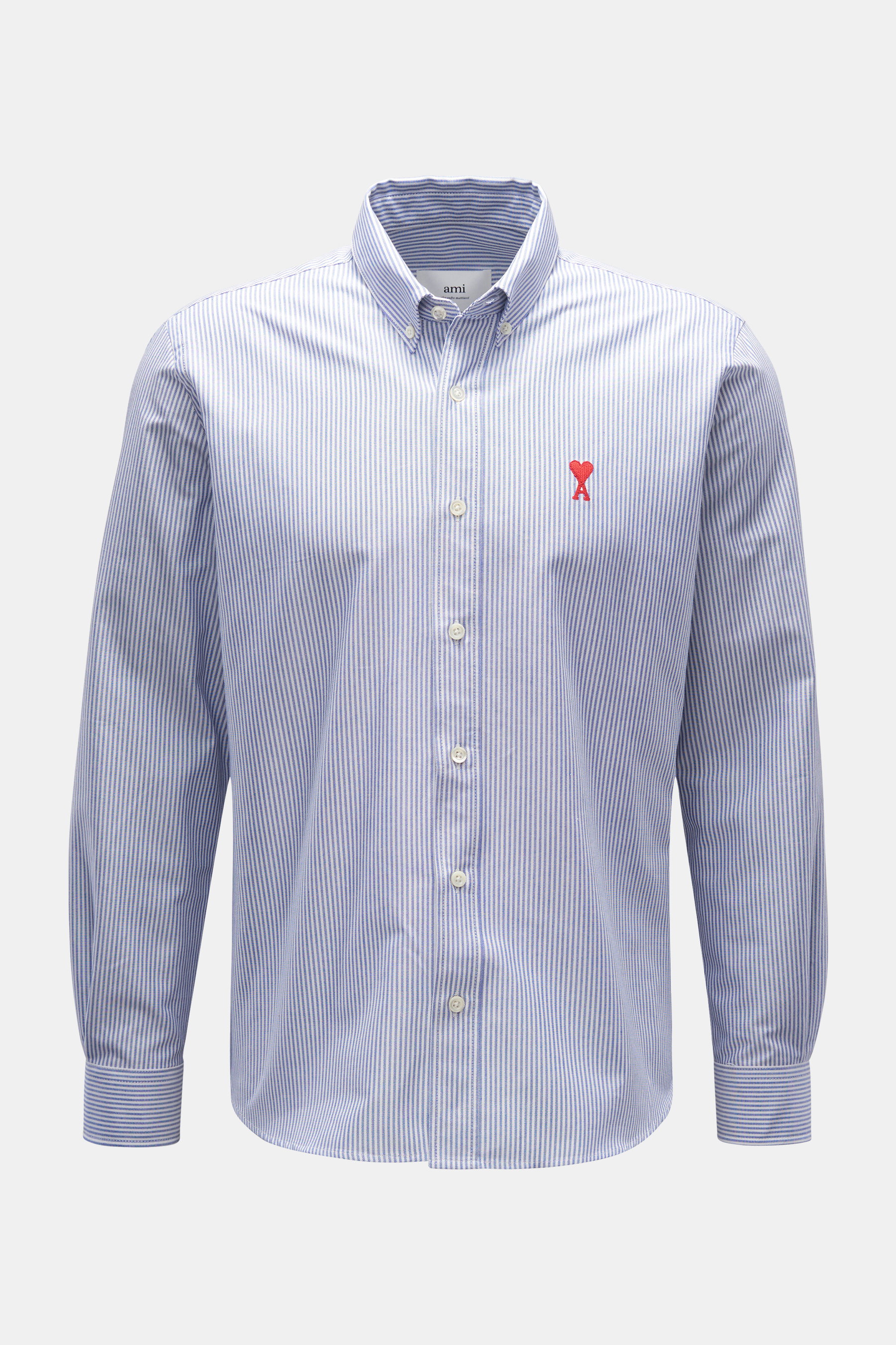 Ami Paris Oxfordhemd Button-Down-Kragen blau/weiß gestreift