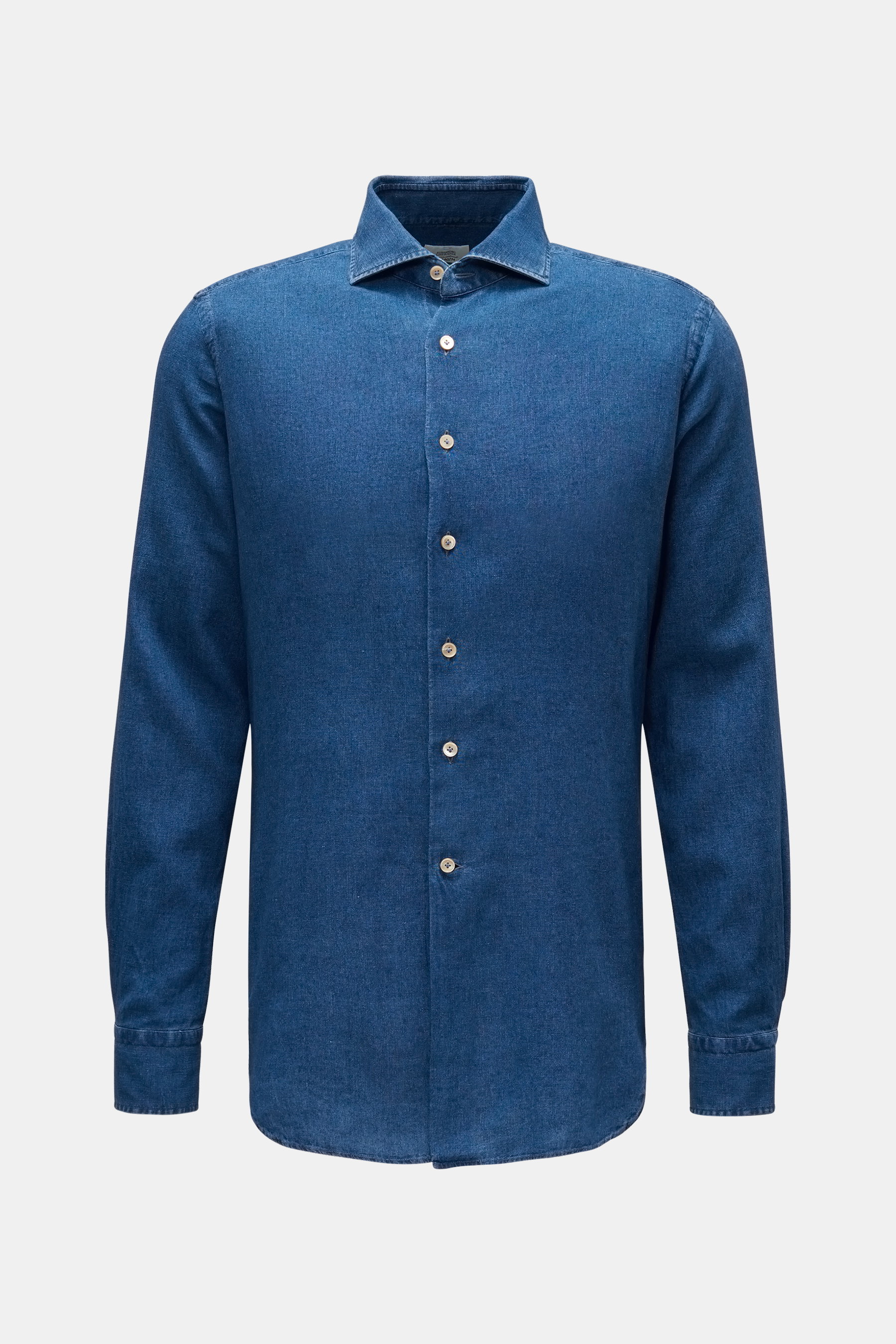 Gherardi Chambray-Hemd Haifisch-Kragen navy