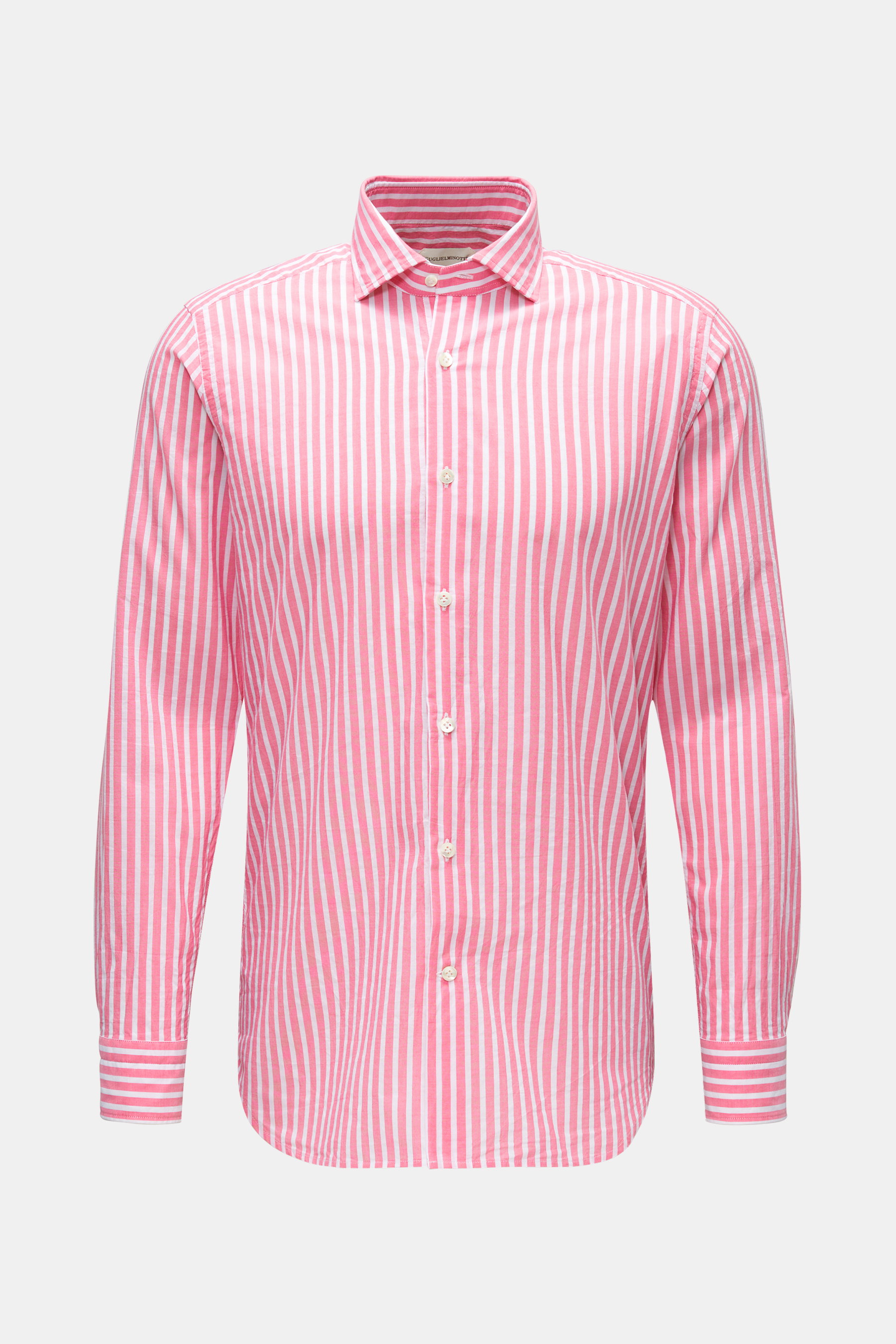 Guglielminotti Casual Hemd Haifisch-Kragen koralle/weiß gestreift