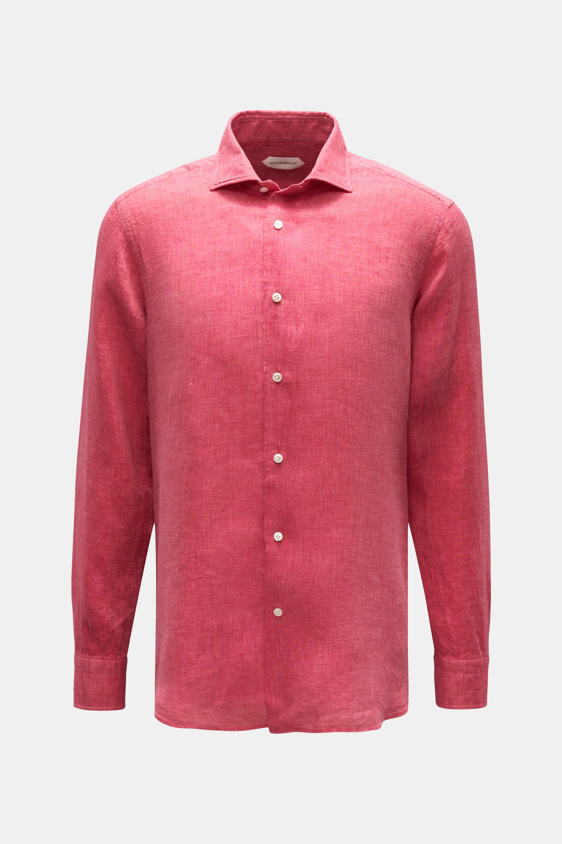 Guglielminotti Leinenhemd Haifisch-Kragen magenta