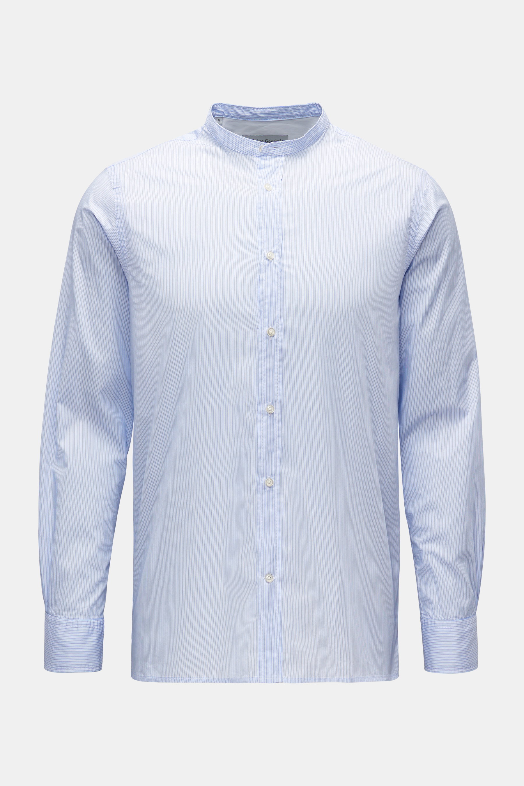 Officine Générale Casual Hemd 'Gaston' Grandad-Kragen rauchblau/weiß gestreift