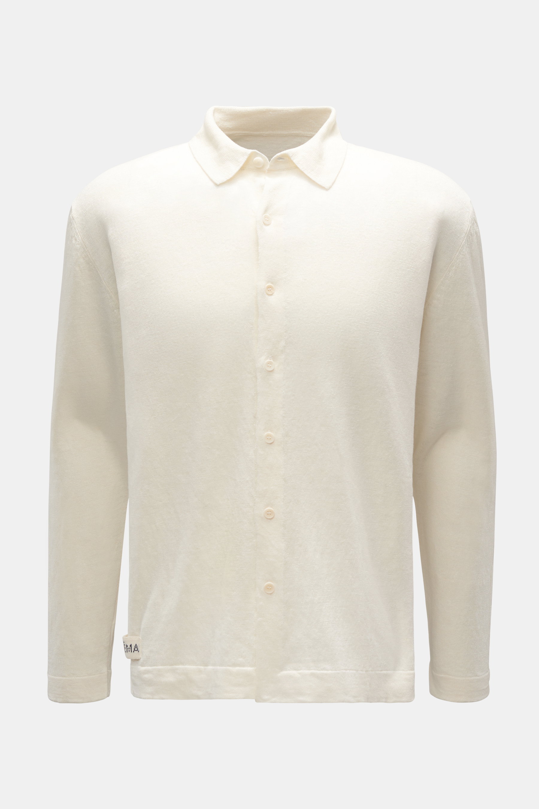 Matéma Leinen Strickhemd schmaler Kragen creme