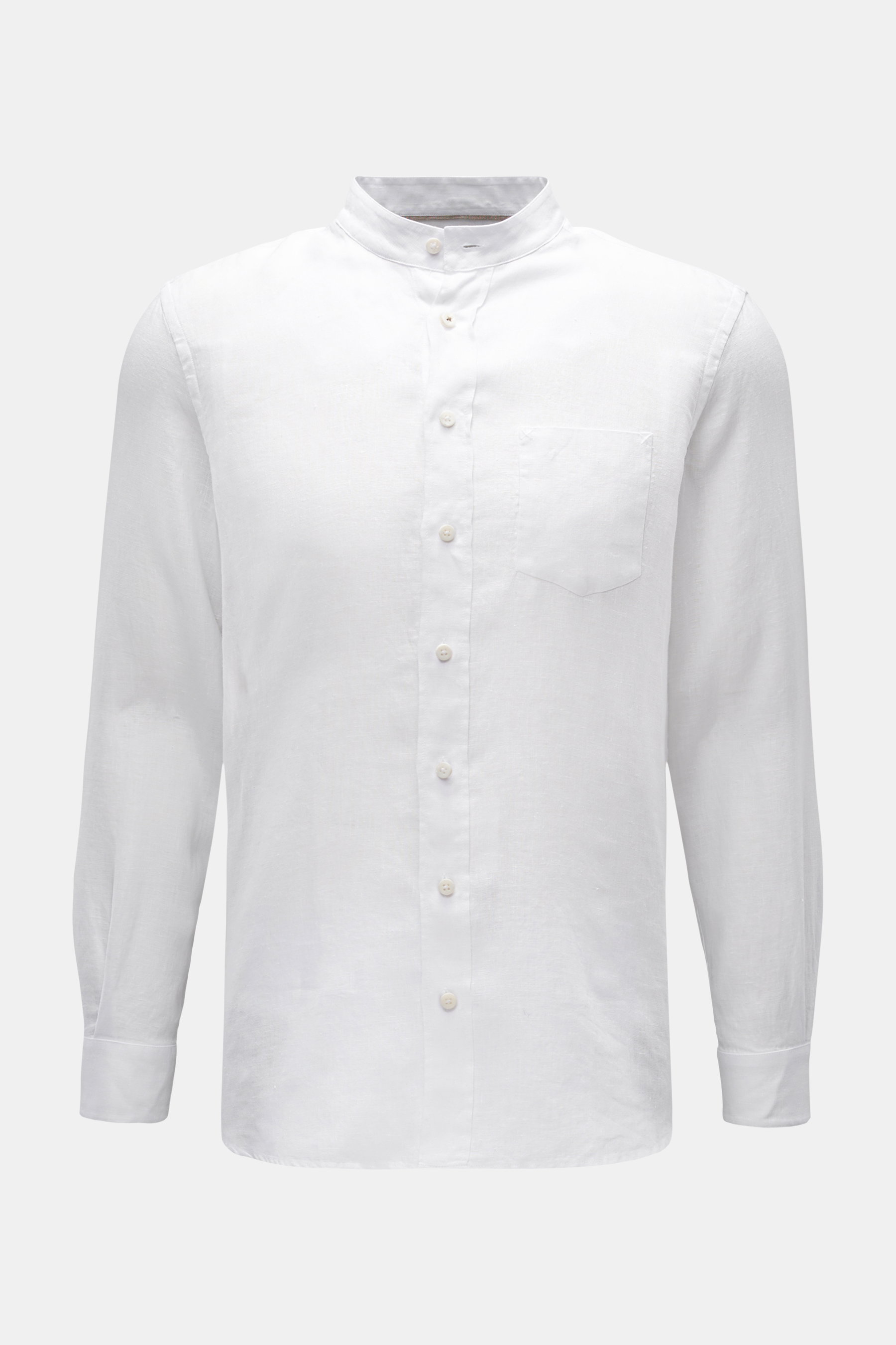 Weber+Weber Leinenhemd 'Linen Collar Shirt' Grandad-Kragen weiß