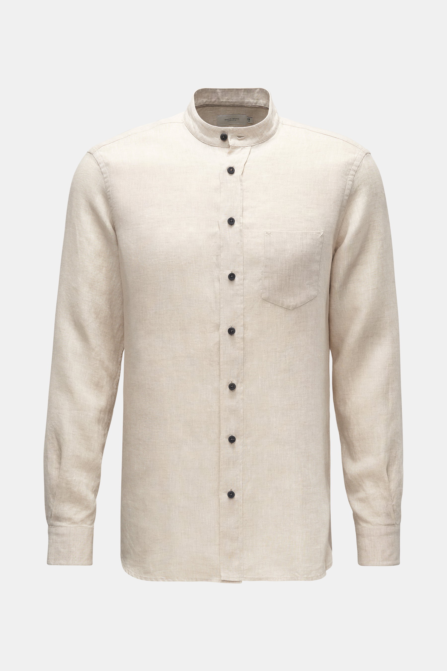 Weber+Weber Leinenhemd 'Linen Collar Shirt' Grandad-Kragen beige