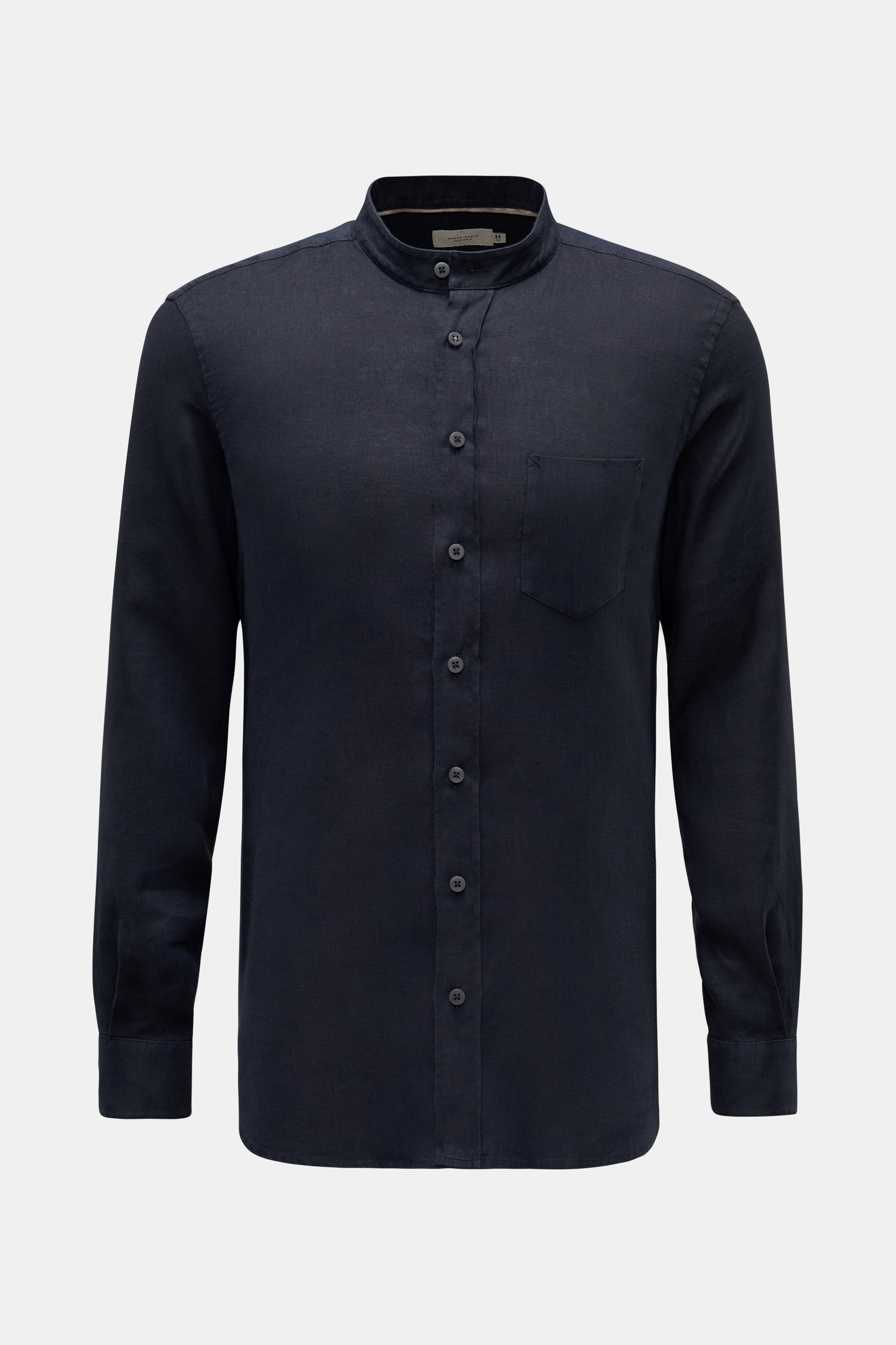 Weber+Weber Leinenhemd 'Linen Collar Shirt' Grandad-Kragen dark navy
