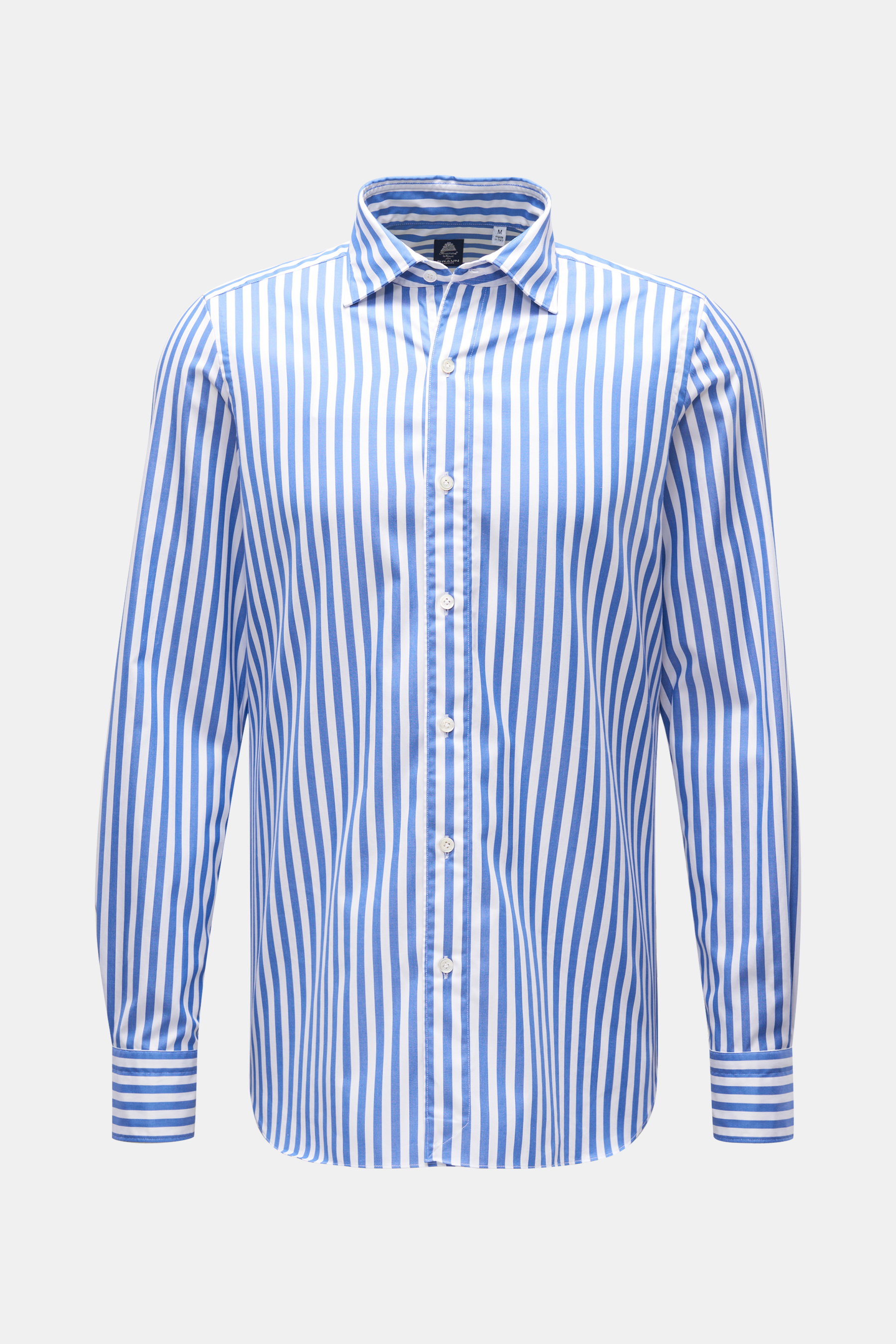 Finamore Casual Hemd 'Luigi Gaeta' Haifisch-Kragen blau/weiß gestreift