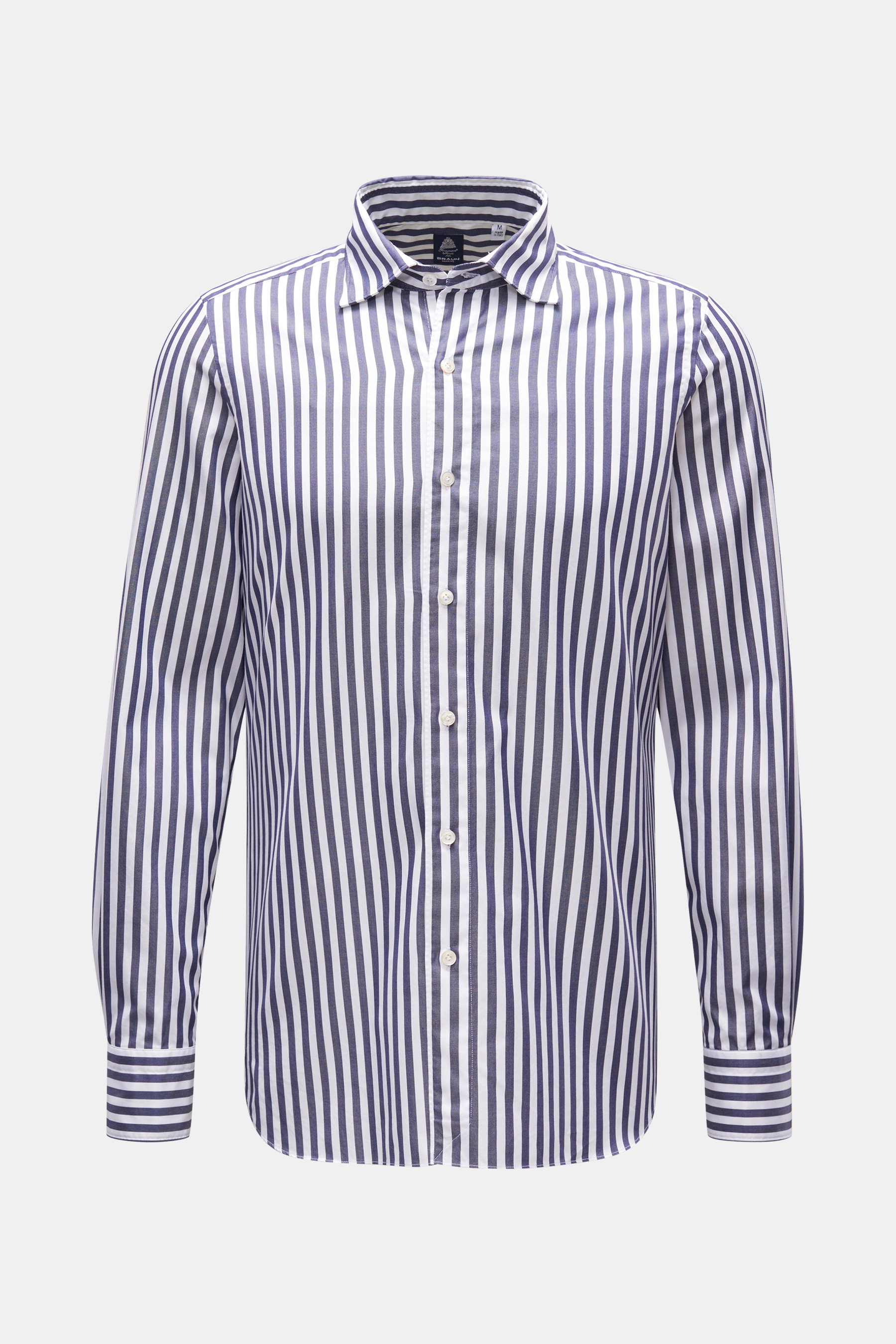Finamore Casual Hemd 'Luigi Gaeta' Haifisch-Kragen navy/weiß gestreift