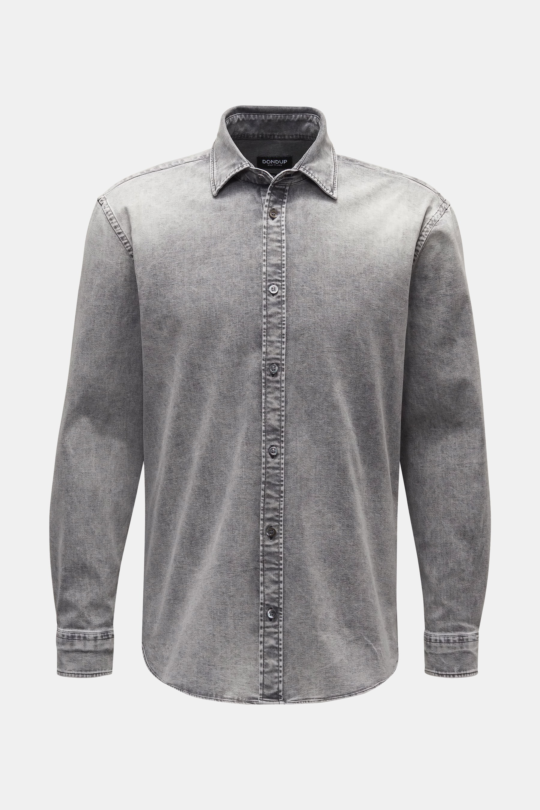 Dondup Jeanshemd schmaler Kragen grau