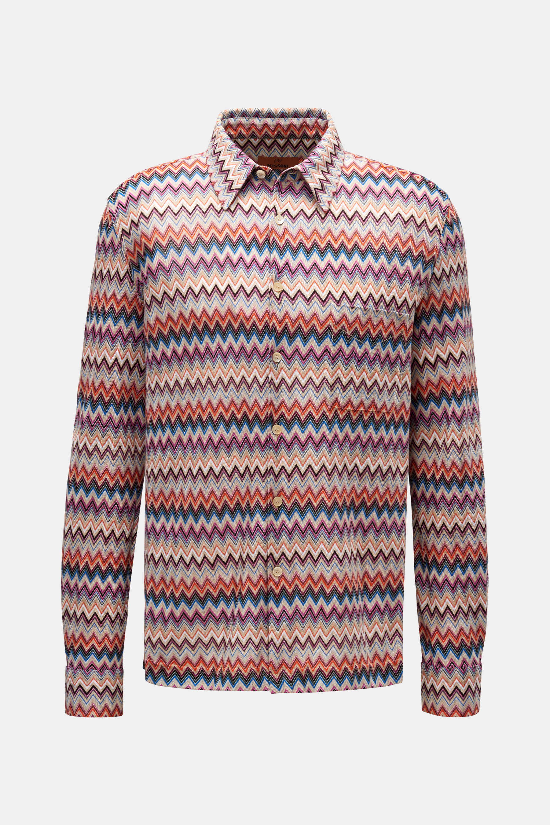 Missoni Strick-Hemd Kent-Kragen beige/orange/bordeaux gemustert