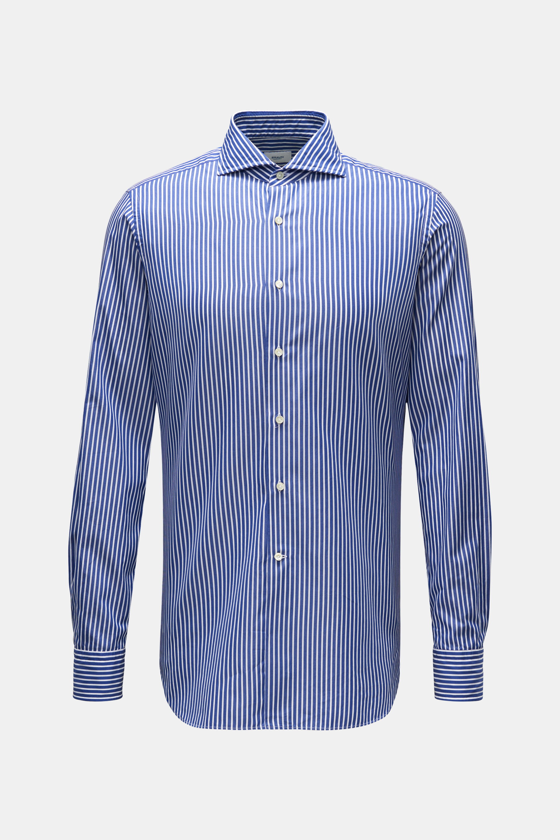 BRAUN Hamburg Casual Hemd Haifisch-Kragen dunkelblau/weiß gestreift