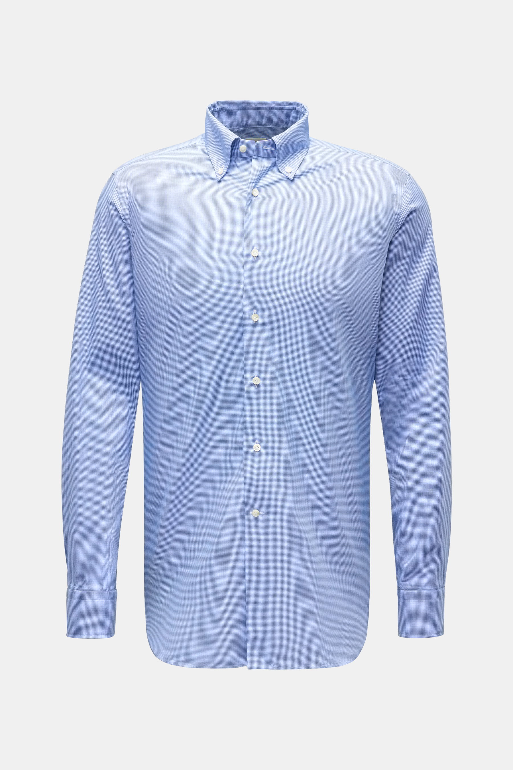 Gherardi Casual Hemd Button-Down-Kragen blau Hahnentritt