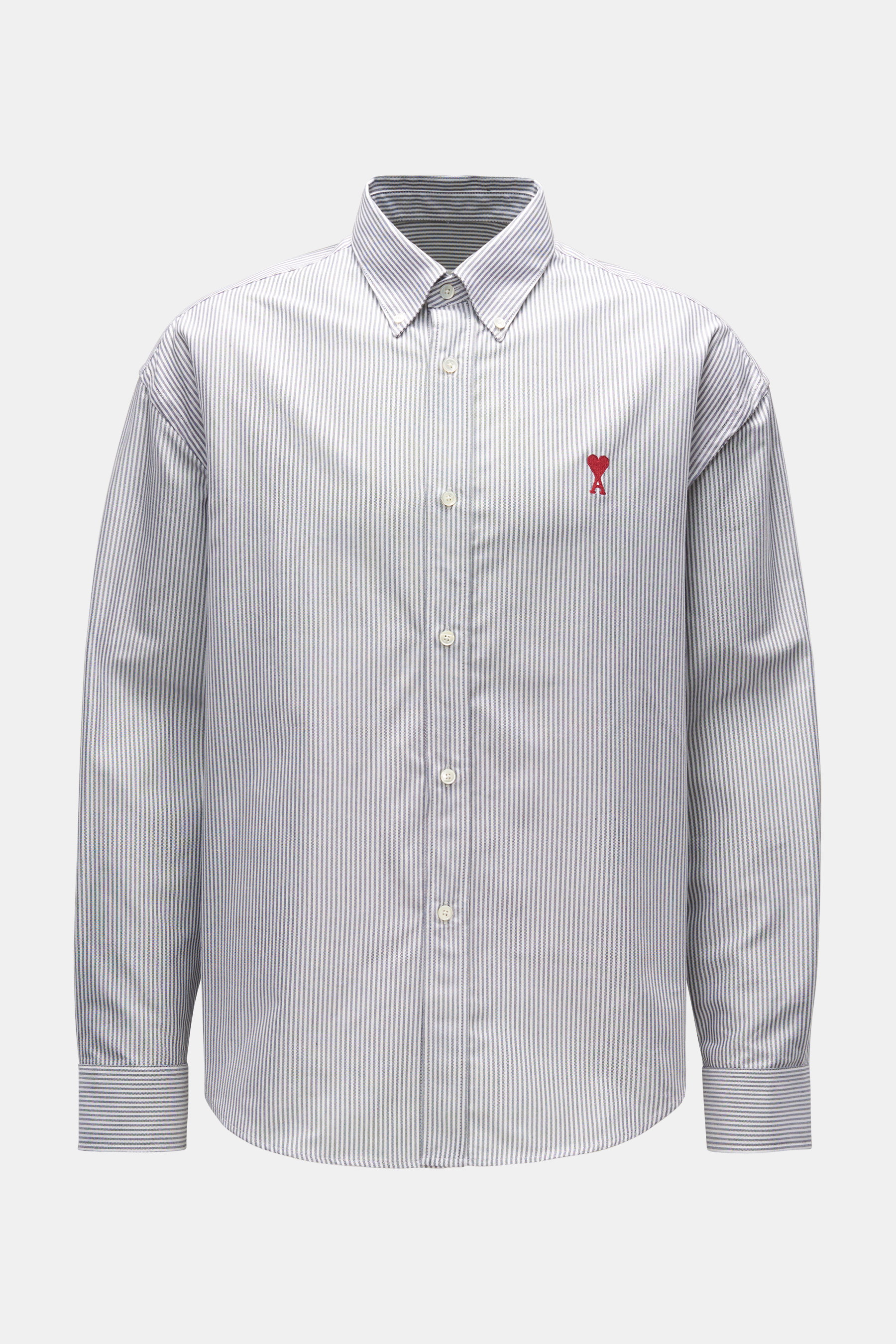 Ami Paris Oxford-Hemd Button-Down anthrazit/weiß gestreift