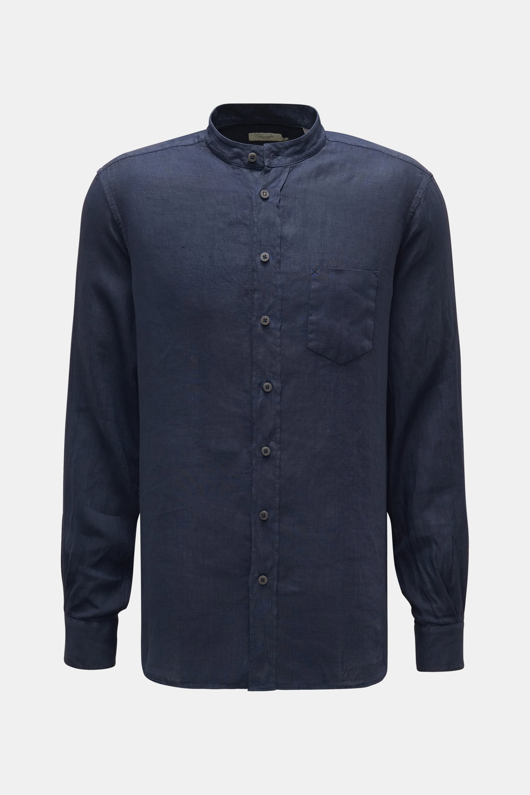 Weber+Weber Leinenhemd 'Linen Collar Shirt' Grandad-Kragen navy