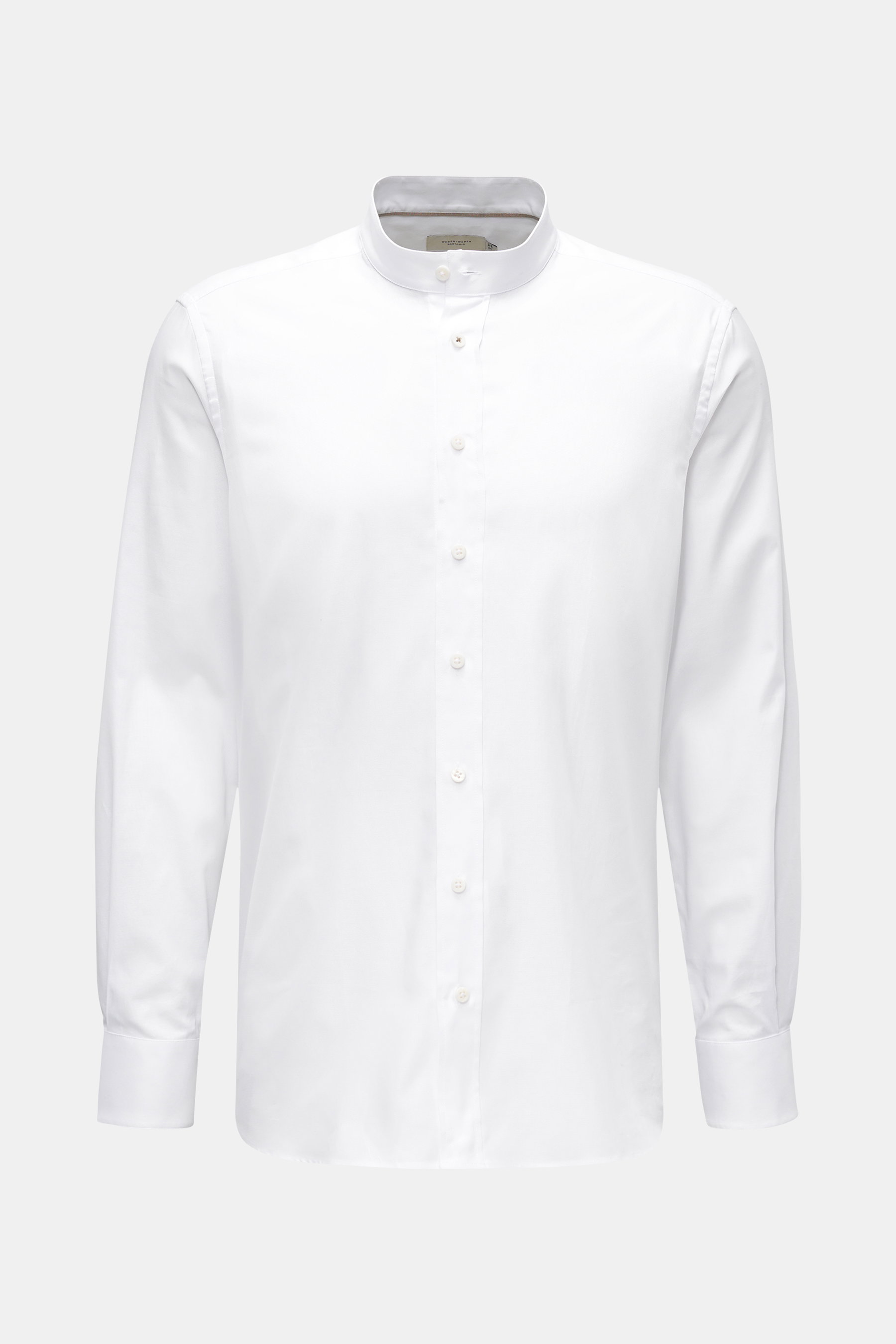 Weber+Weber Oxfordhemd 'Vintage Oxford Plain Collar Shirt' Grandad-Kragen weiß
