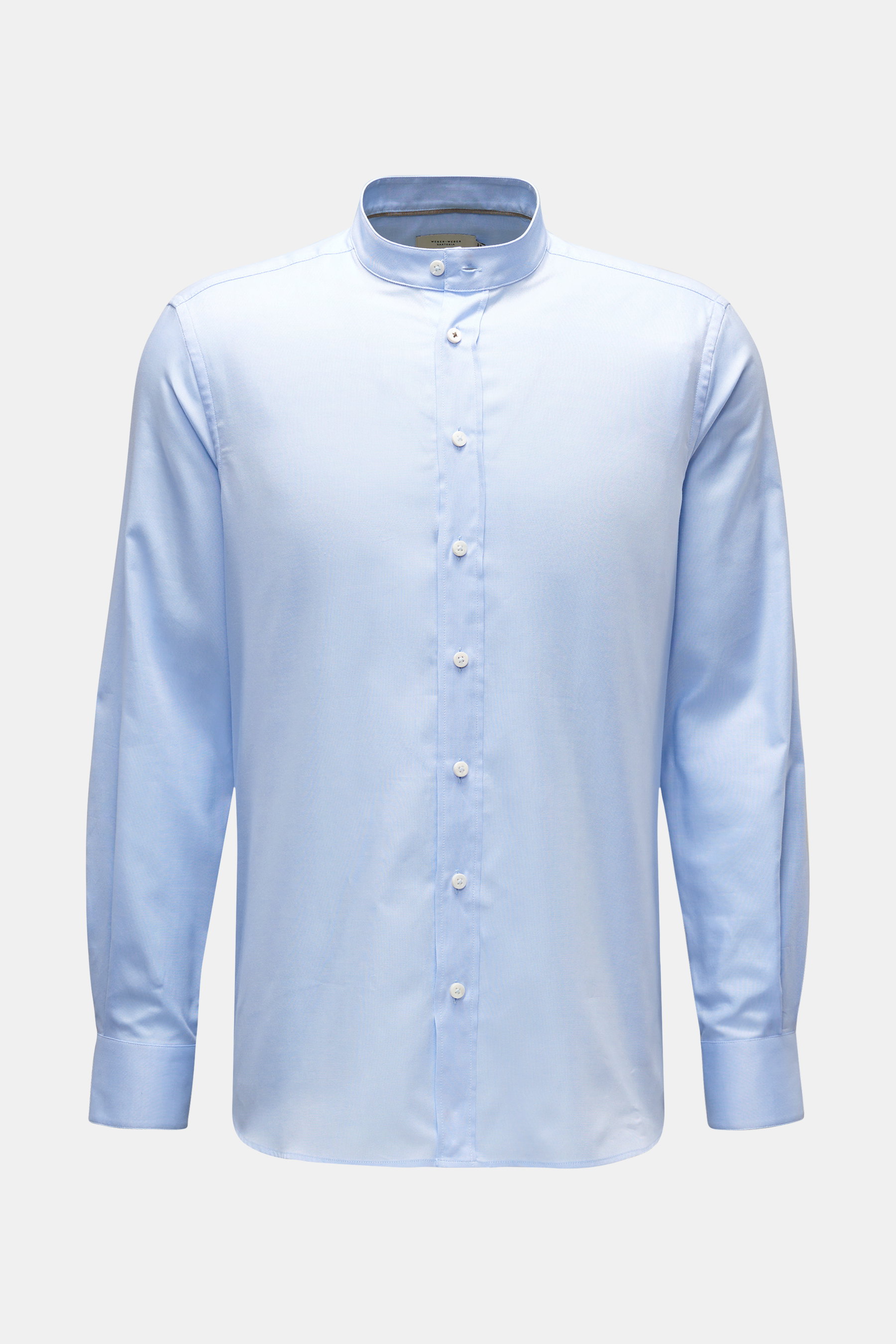 Weber+Weber Oxfordhemd 'Vintage Oxford Plain Collar Shirt' Grandad-Kragen hellblau