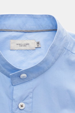 Weber+Weber Casual shirt 'Vintage Popeline Plain Collar Shirt' grandad collar light blue