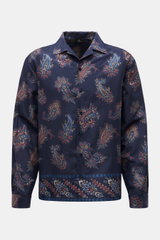Etro Casual Hemd Offener Kragen navy/beige/rotbraun gemustert