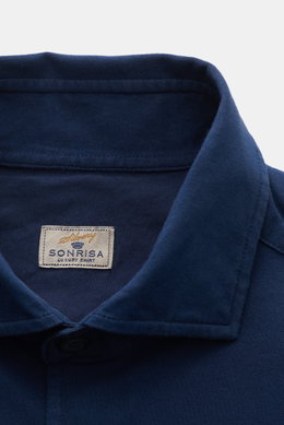 Sonrisa Jersey-Hemd Haifisch-Kragen dunkelblau