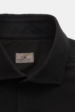 Sonrisa Jersey-Hemd Haifisch-Kragen schwarz