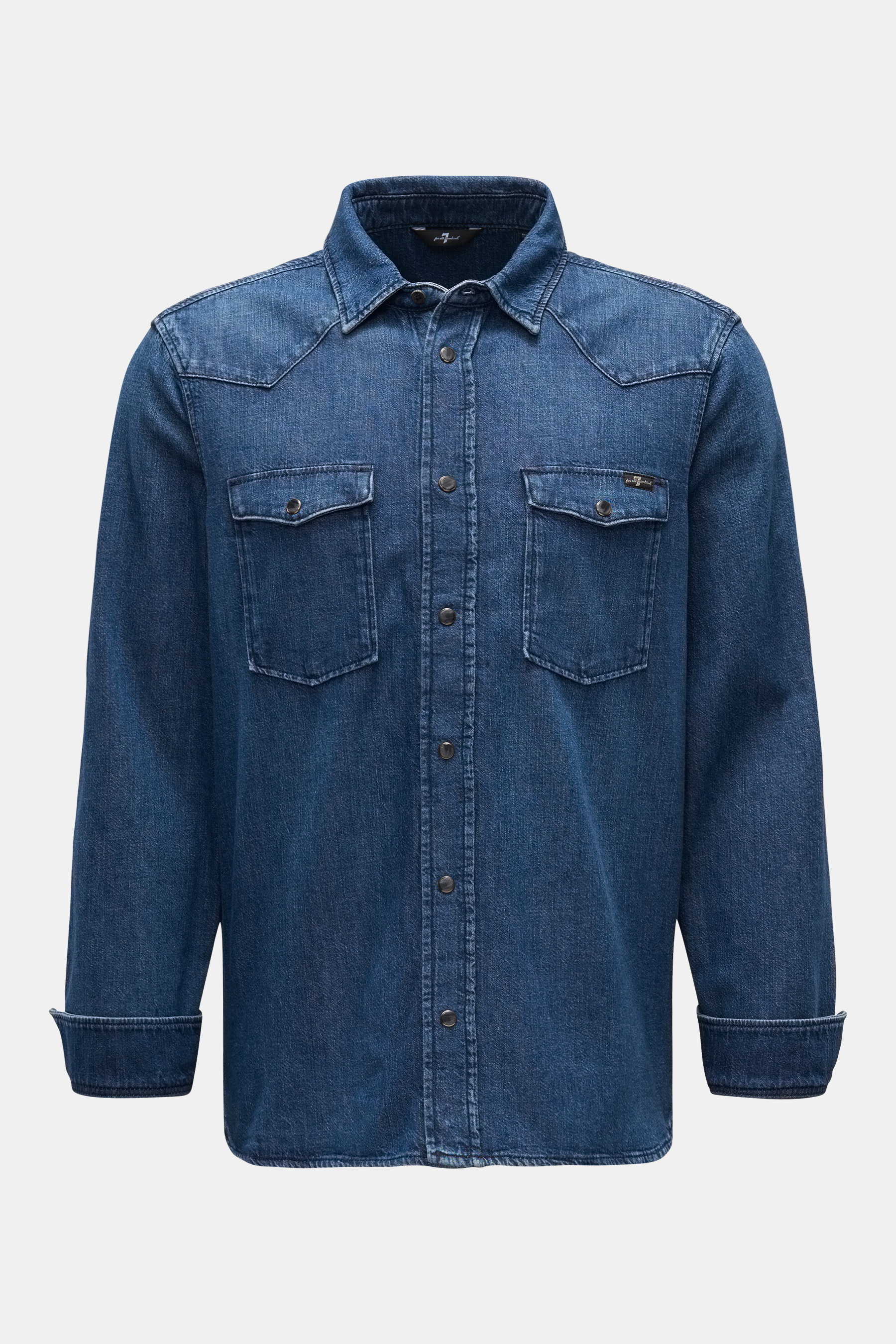 7 for all mankind Jeanshemd 'Western Shirt' schmaler Kragen dunkelblau