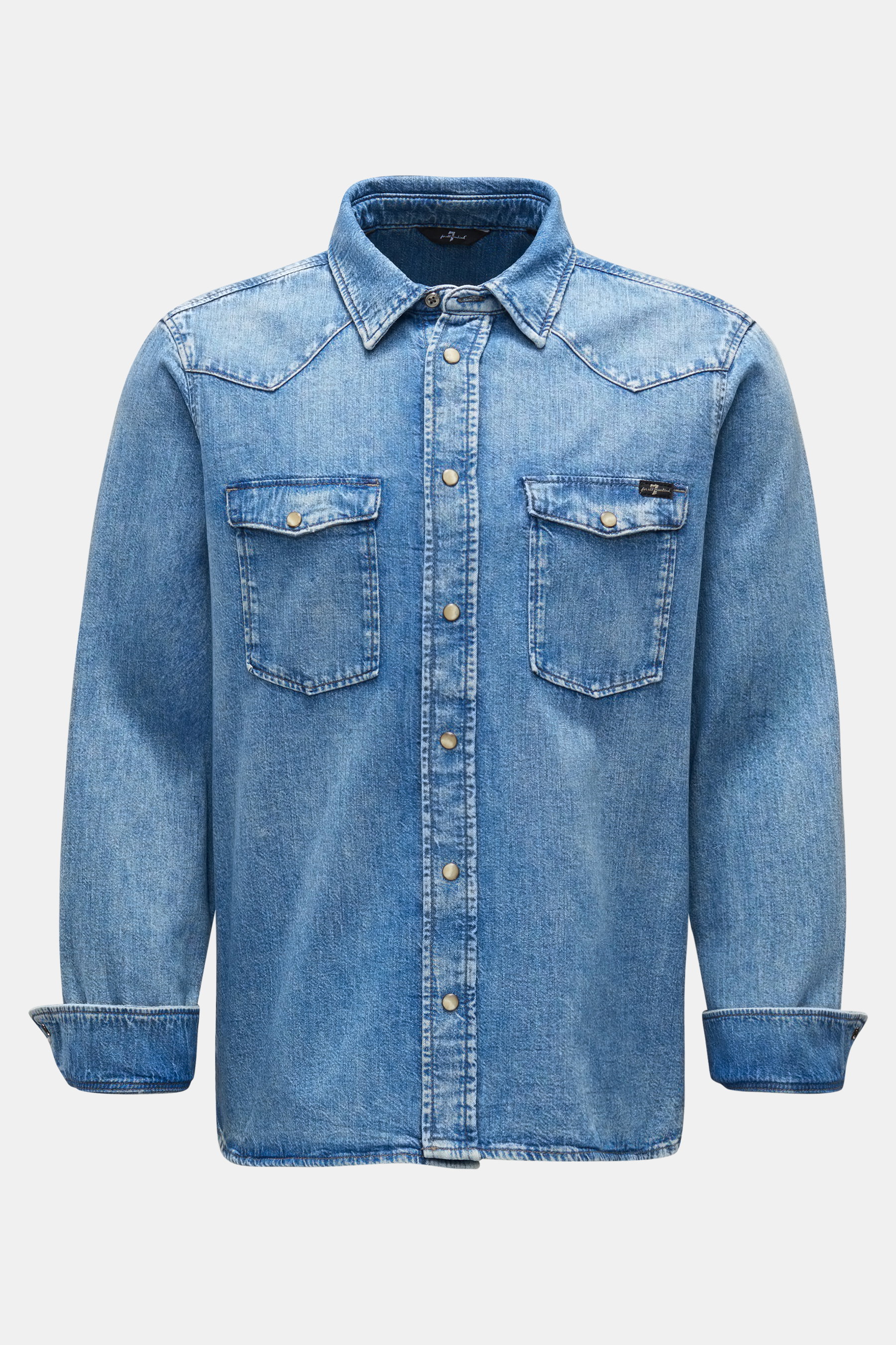 7 for all mankind Jeanshemd 'Western Shirt' schmaler Kragen rauchblau
