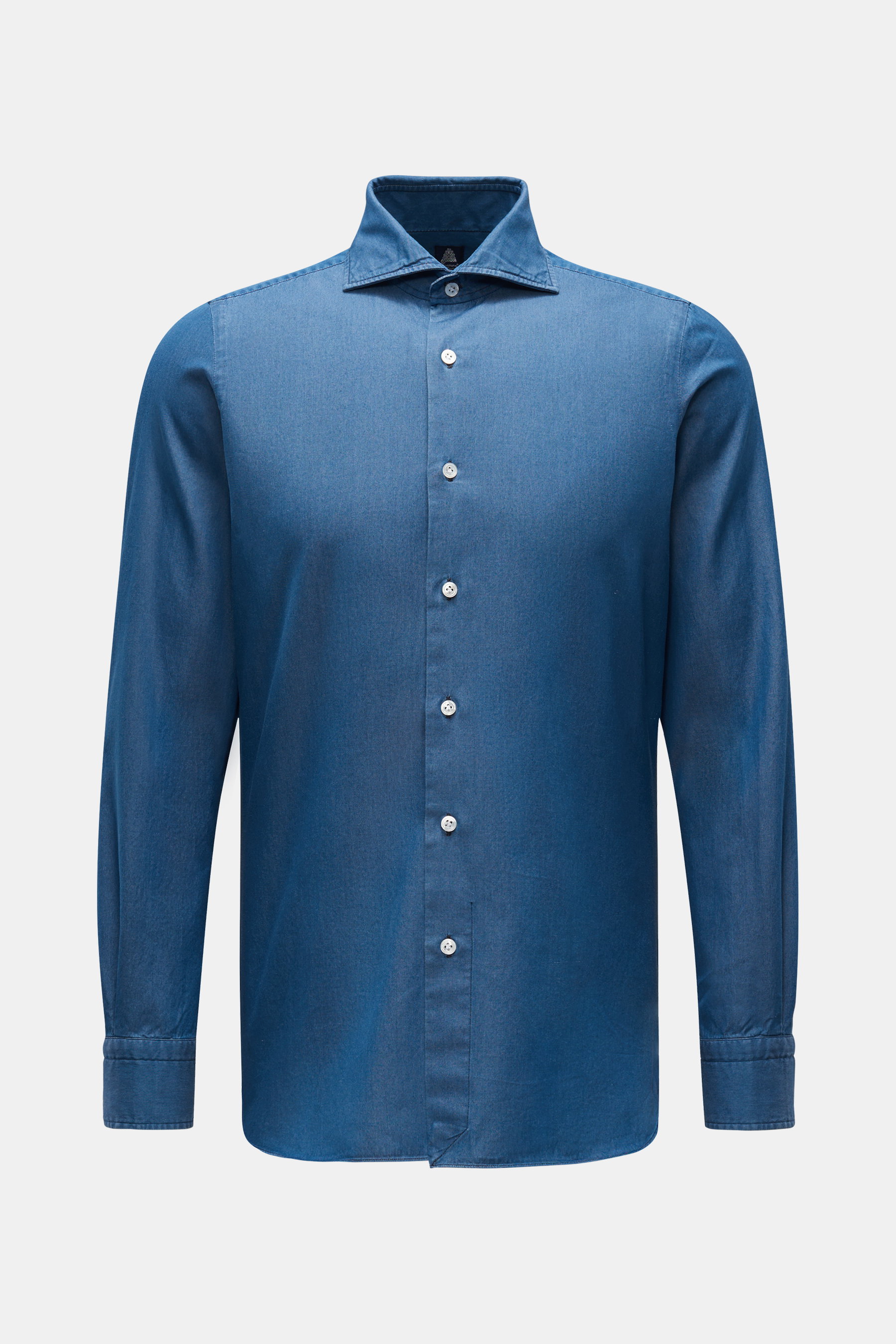Finamore Casual Hemd 'Eduardo Napoli' Haifisch-Kragen blau