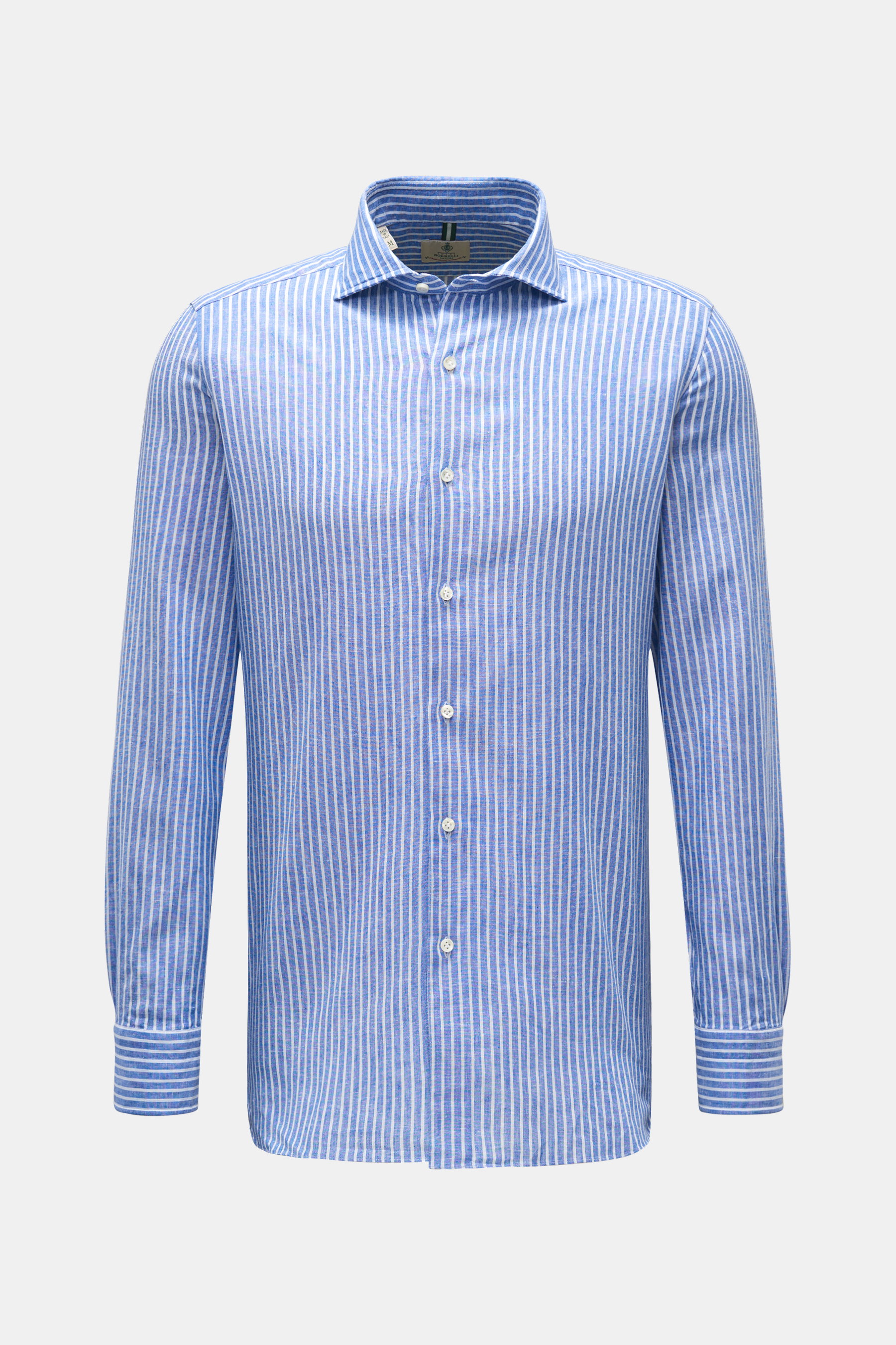 Borrelli Casual Hemd 'Nando' Haifisch-Kragen blau/weiß gestreift