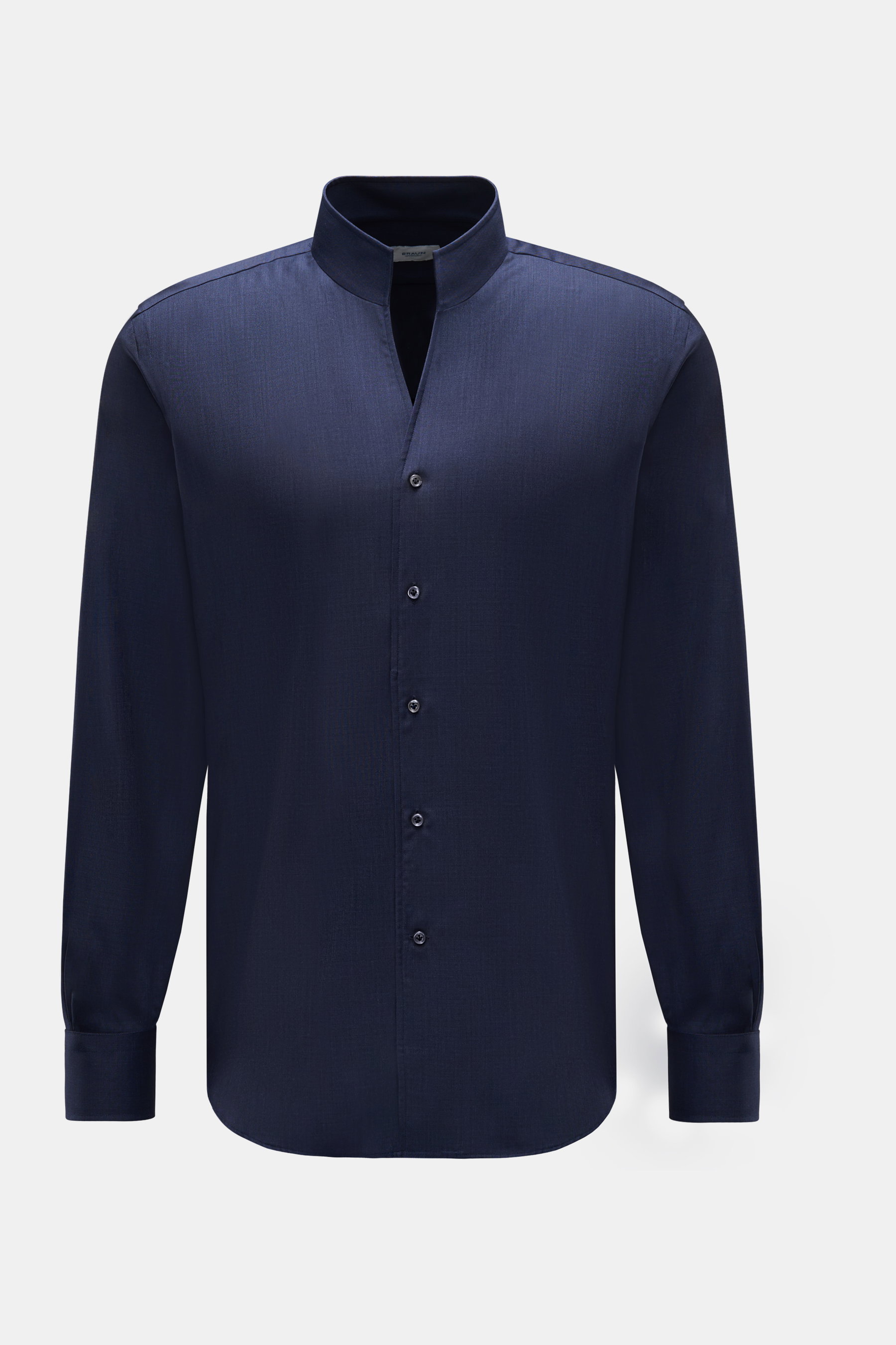 BRAUN Hamburg Casual Hemd Grandad-Kragen dunkelblau