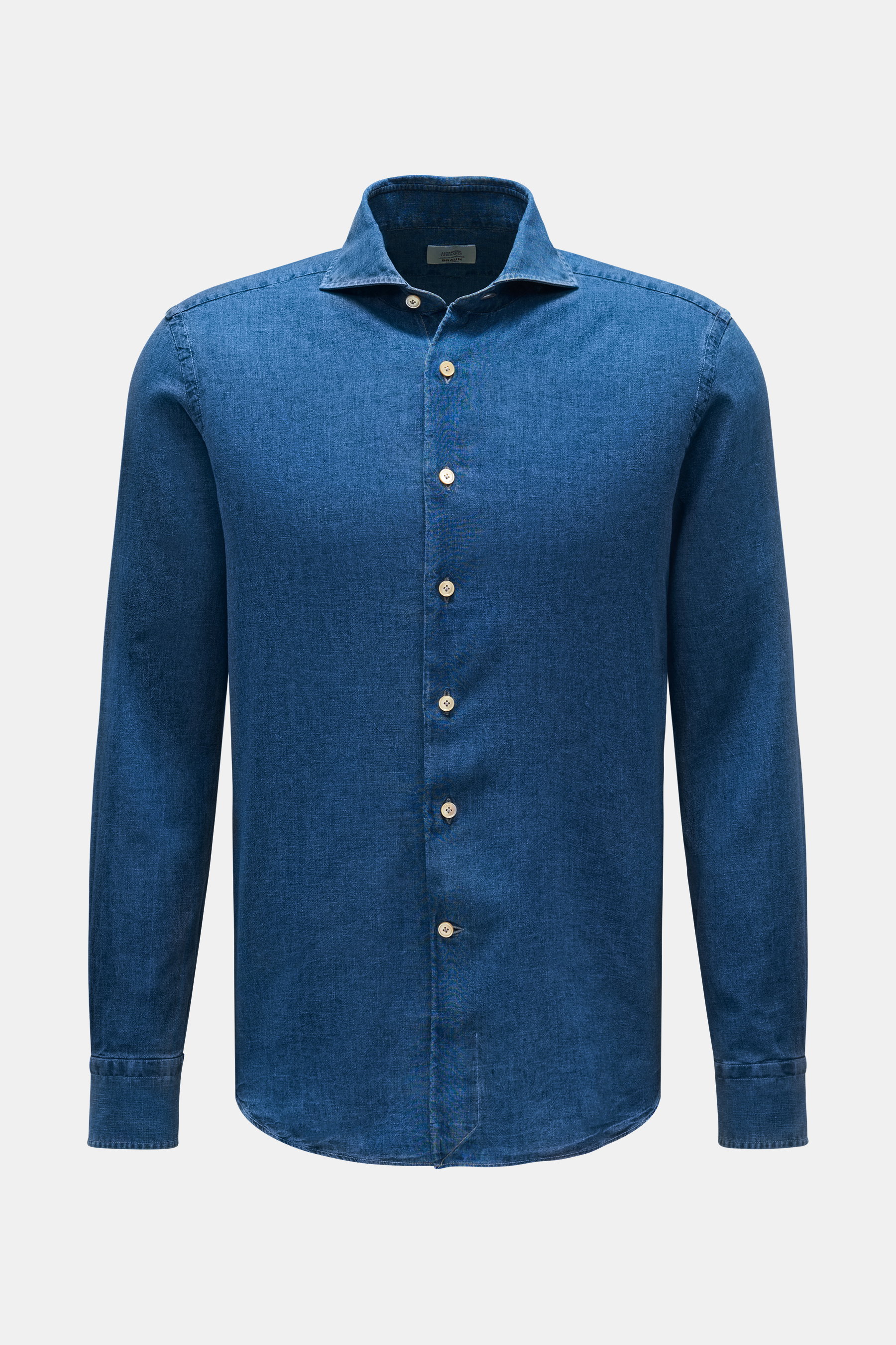 Gherardi Casual Hemd Haifisch-Kragen blau
